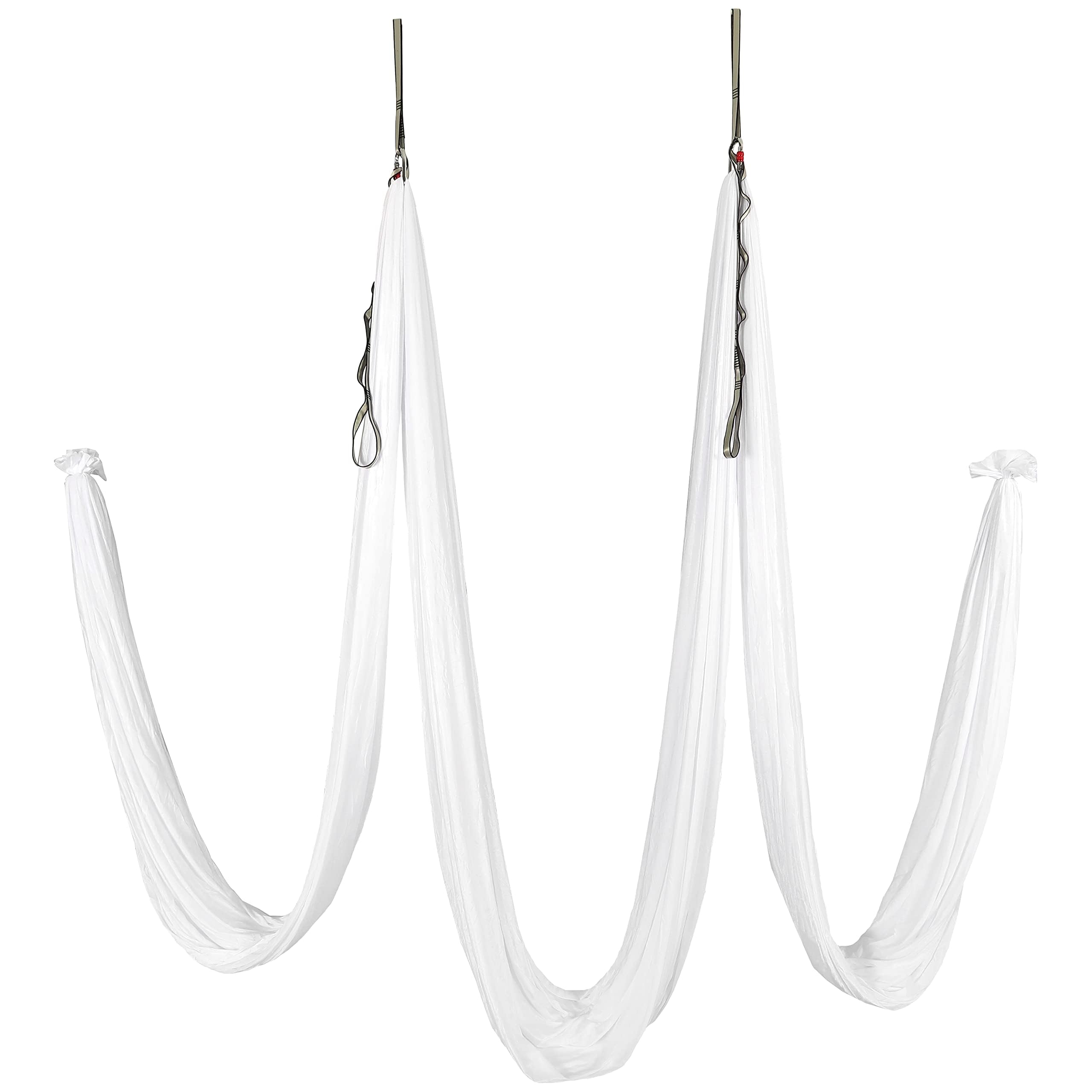 Kojem Aerial Yoga Silk Fabric Swing Kit - 6.6/13.1 Yards White Nylon Fabric for Fitness, Inversions, Flexibility & Core Strength - Perfect for Home Yoga Practice, Dance Training and Aerial Arts Performance