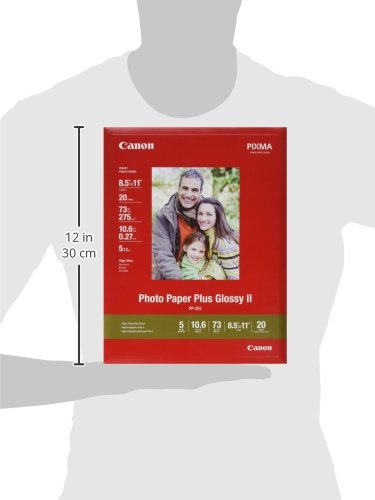 Canon Photo Paper Plus Glossy II, 8.5 x 11 Inch, 20 Sheets - Premium Glossy Photo Paper for Inkjet Printers - Ideal for High-Quality Photo Printing, Greeting Cards, and Scrapbooking Projects