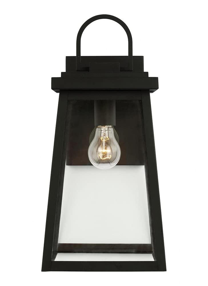 Sea Gull Lighting 8748401EN3-12 Founders - 1 Light Large Outdoor Wall Lantern in Black Finish with LED Bulb | Perfect for Porch, Patio, and Garden Lighting