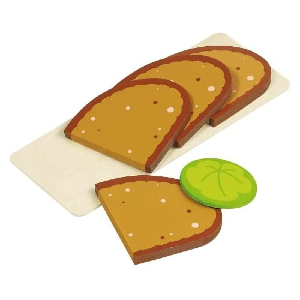 Goki 4 Slices Bread & 1 Lettuce Leaf Pretend Play Food Set - Perfect for Kids Kitchen Role Play, Tea Parties & Early Learning Activities