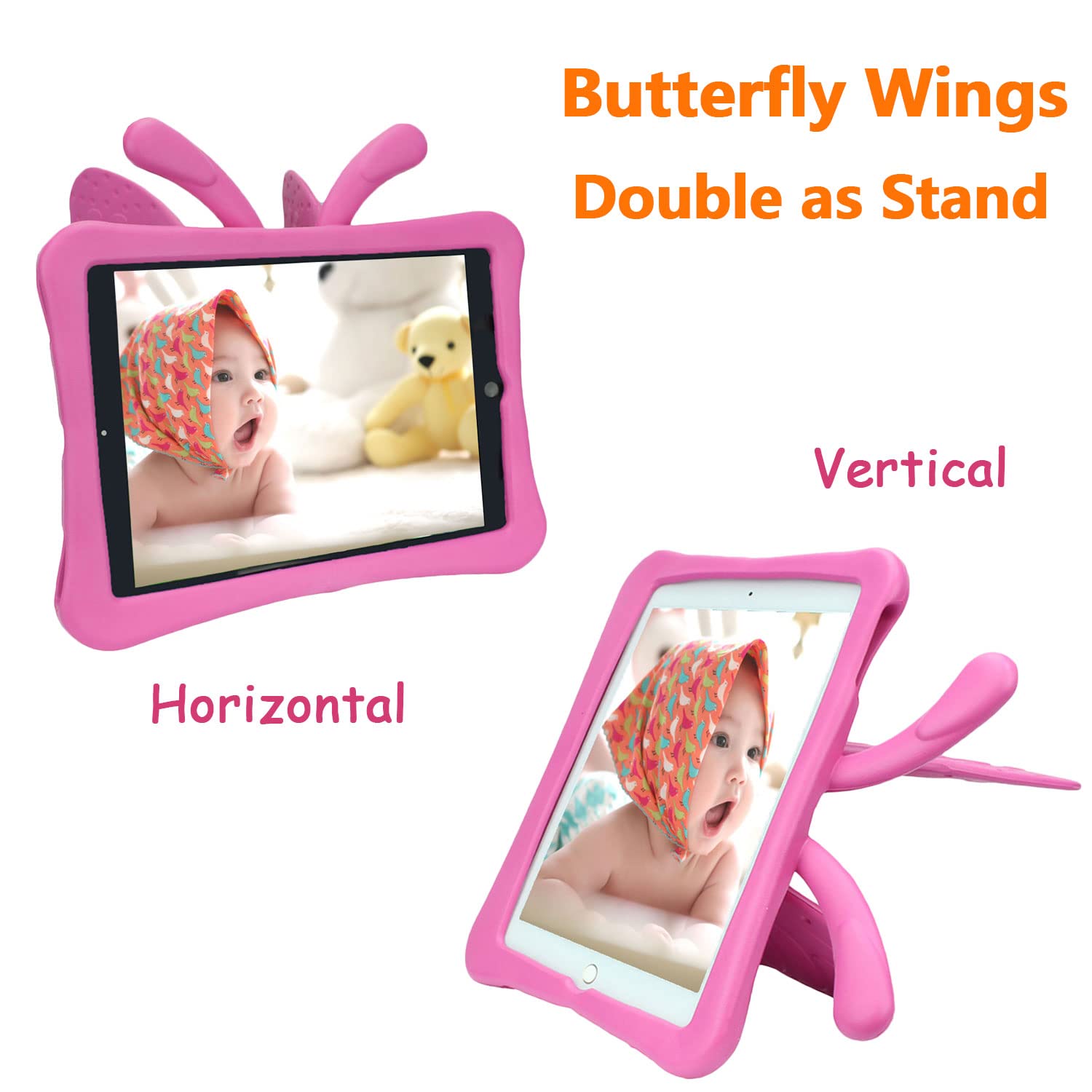 Cute Butterfly Shockproof EVA Foam iPad Case for Kids - Compatible with iPad 9th/8th/7th Gen (2021/2020/2019) 10.2