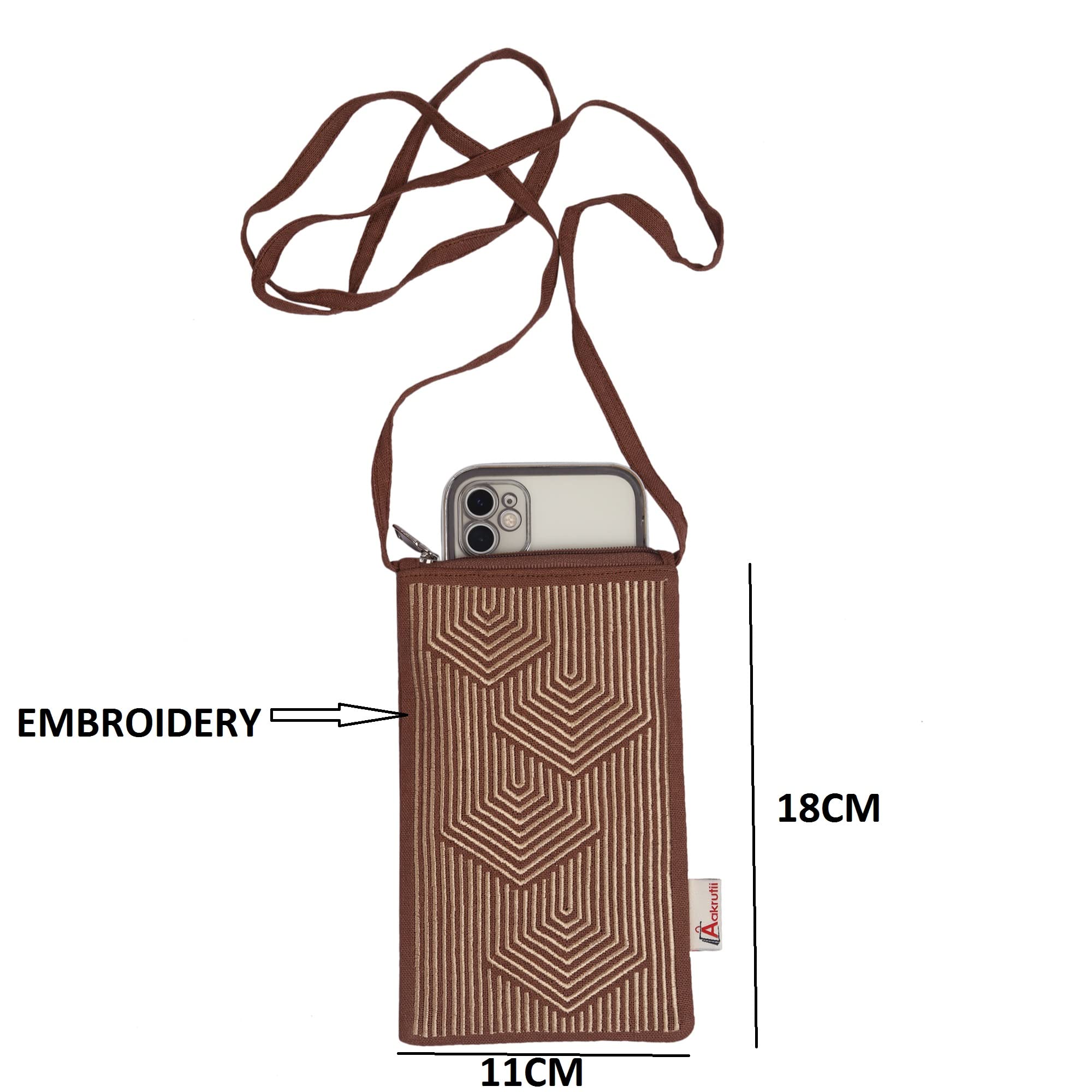Aakrutii Handmade Women's Embroidery Cotton Crossbody Phone Purse - Eco-Friendly Small Sling Bag for Phone Holder & Essentials | Perfect for Shopping, Travel & Daily Use