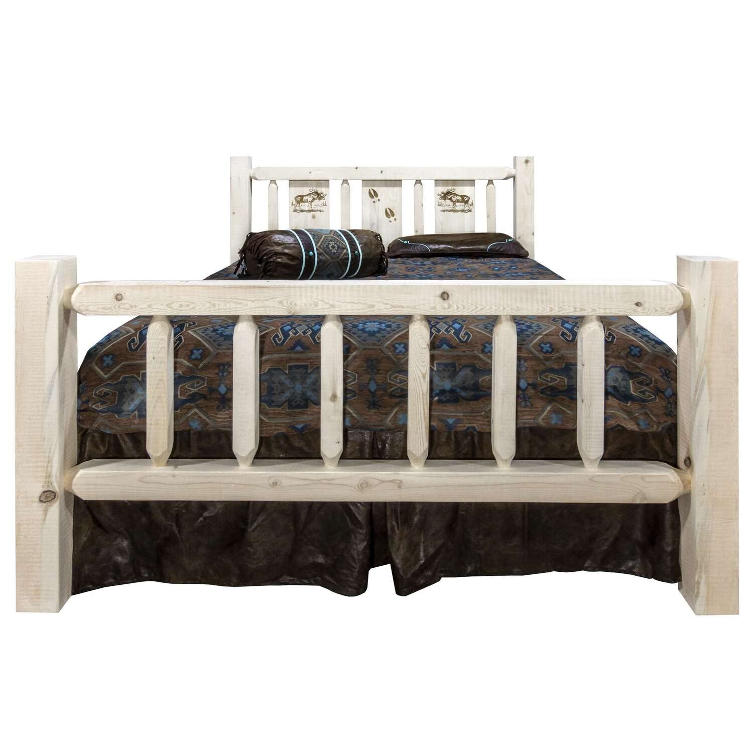 Montana Log Collection Solid Wood Homestead Queen Size Bed Frame - Rustic Lodge Bedroom Furniture for Cabin, Ranch & Country Home Decor