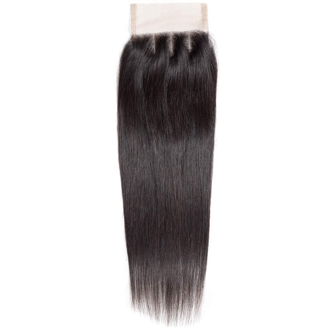 Brazilian Virgin Straight Hair 3 Bundles with 3-Part Lace Closure - Unprocessed Human Hair Extensions, Natural Black (20, 22, 24 +16 Inch) | Perfect for Daily Styling, Weddings & Special Occasions