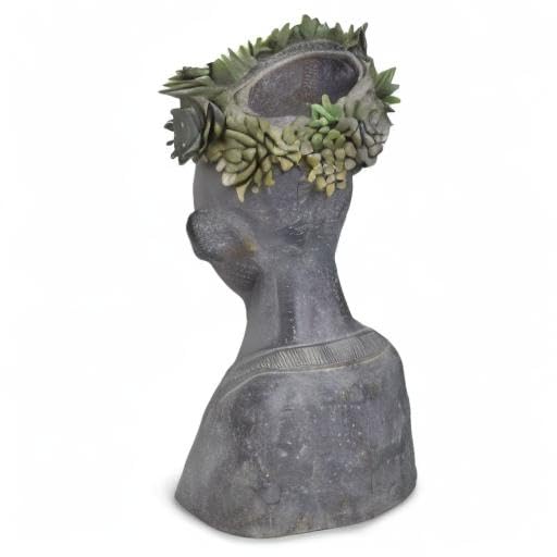 Newman House Studio Face Cactus Succulents Planter Pot - Indoor/Outdoor Decorative Flower Pot with Drainage Hole, Farmhouse Decor (11 x 8.5 x 16.5 inches) - Perfect for Home, Office, Garden & Patio Decorations