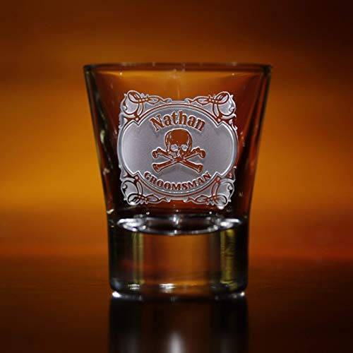 Skull and Crossbones Shot Glass Set of 6 - Unique Groomsmen Gifts for Bachelor Party, Wedding Party Favors - Perfect for Whiskey, Tequila, and Cocktail Drinking