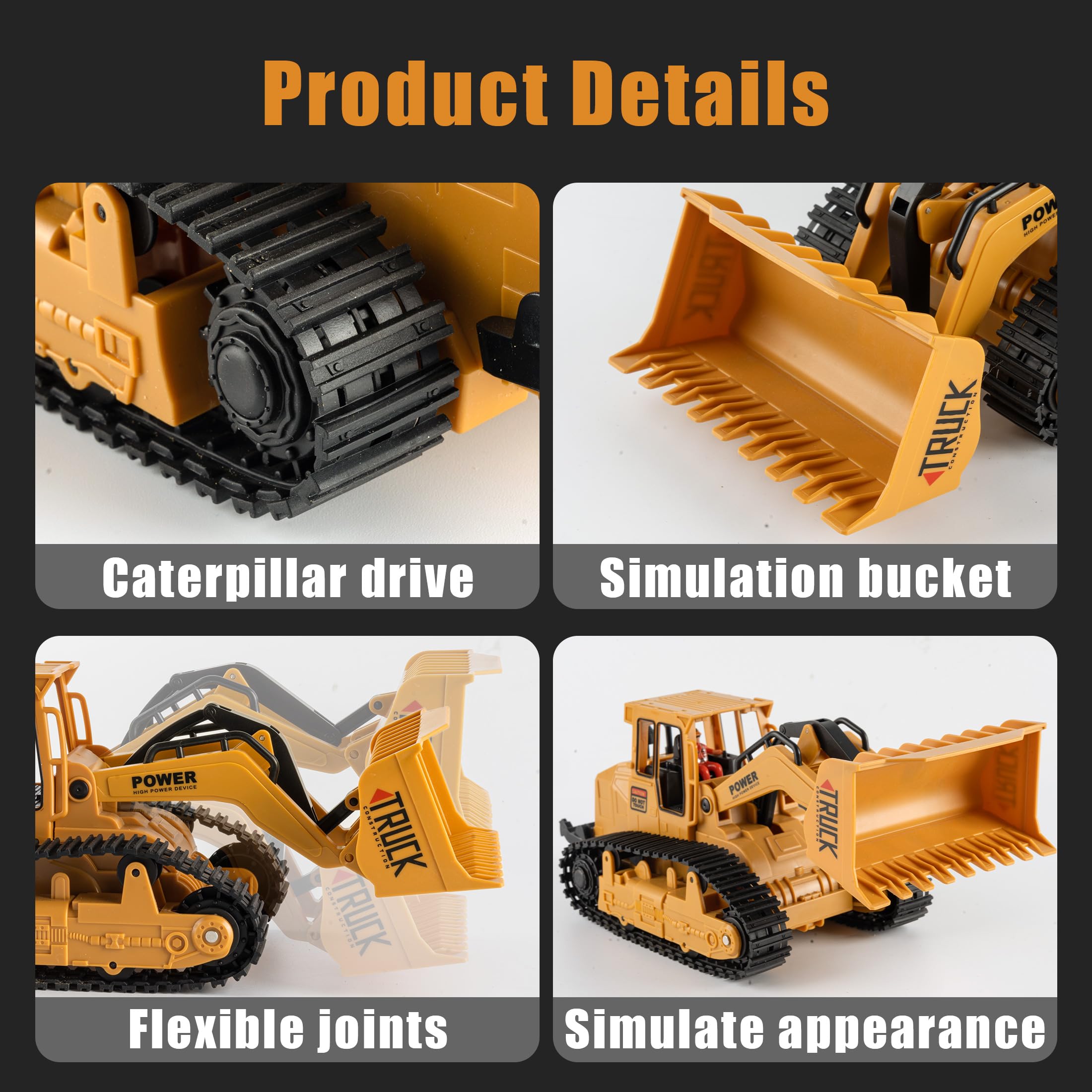 1/20 Scale Remote Control Construction Bulldozer Toy - Hydraulic Engineering Digger Truck for Kids Ages 6-9 | Birthday Gift for Boys & Girls | Playtime, Construction Site Pretend Play, STEM Learning Toy