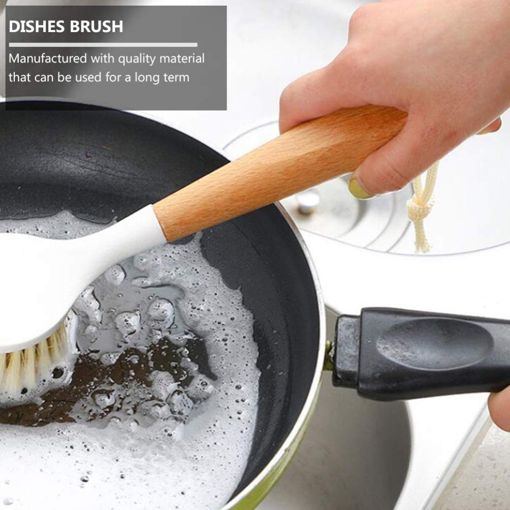 Hemoton 1-Piece Long Handle Pot Scrubber Brush - Durable Kitchen Cleaning Brush for Pots, Pans & Dishes - Perfect for Home Kitchen, Camping & Outdoor Cooking (Stainless Steel Scrubber with Ergonomic Handle)