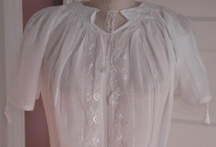 Hand Embroidered White Floral Peasant Blouse for Women - Short Sleeve Boho Top (Medium Size) | Perfect for Summer Festivals, Beach Vacations & Casual Outings