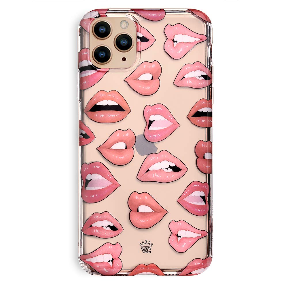 Velvet Caviar iPhone 11 Pro Max Case - Cute Clear Protective Phone Cover with Lip Design for Women & Girls | Trendy Pink Nude Lips Case for Everyday Use, Work & School
