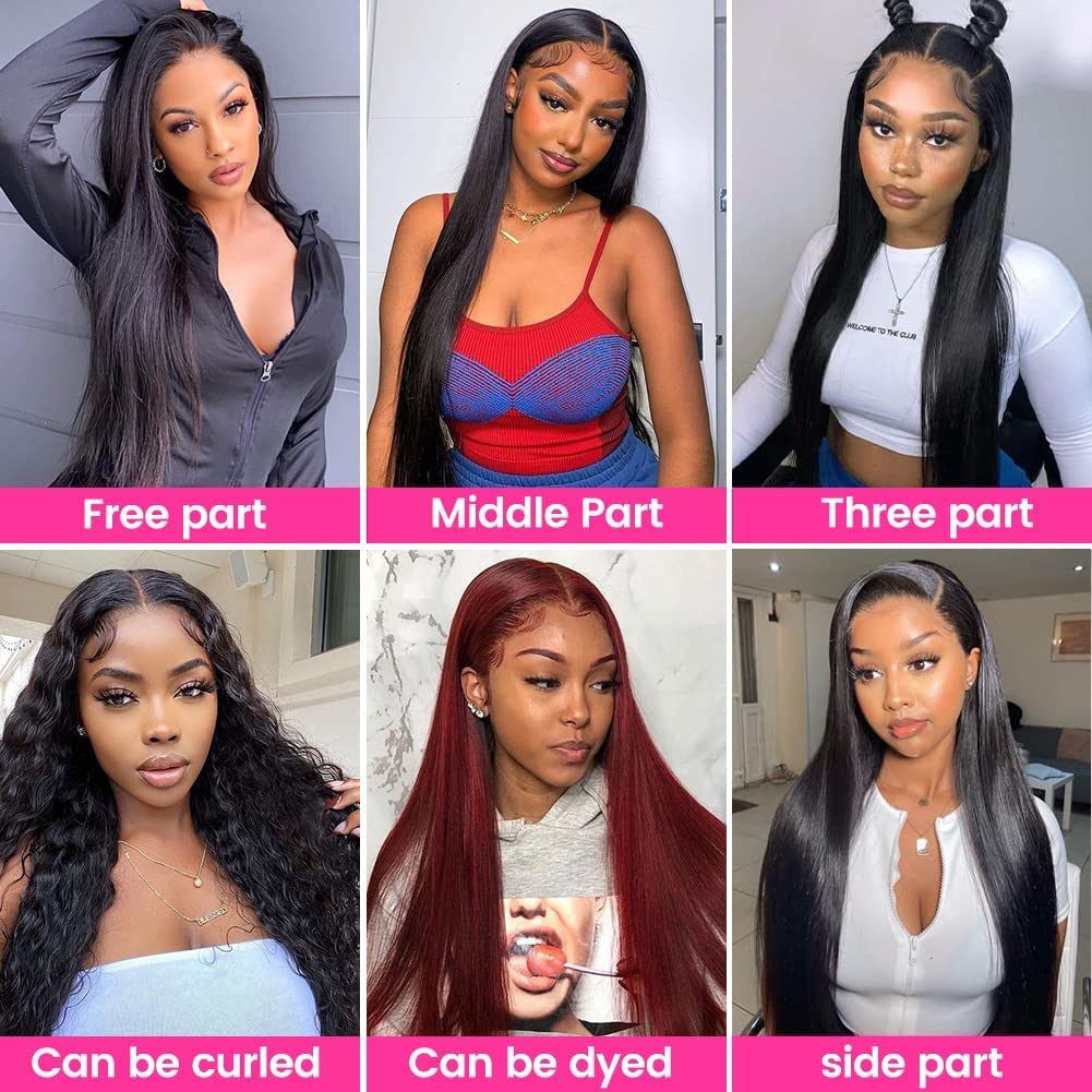 13x6 200% Density HD Lace Front Wigs Human Hair - Pre Plucked 28 Inch Straight Human Hair Lace Front Wigs for Black Women with Natural Hairline | Perfect for Daily Wear, Special Occasions & Protective Styling