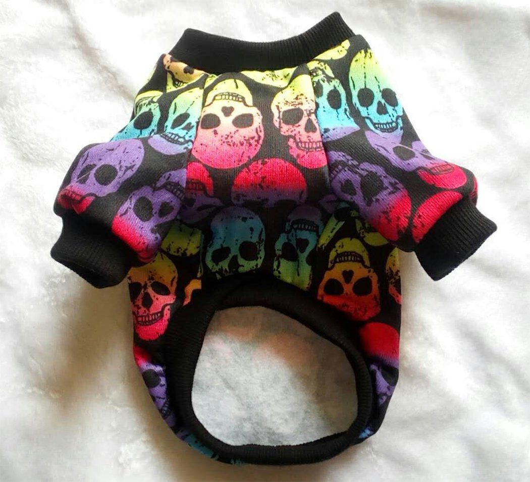 Hillento Halloween Pet Costume - Colorful Skull Ghost Sweater for Small Dogs & Cats | Cute Halloween Apparel for Puppy & Kitten | Perfect for Halloween Parties, Pet Parades & Photo Shoots
