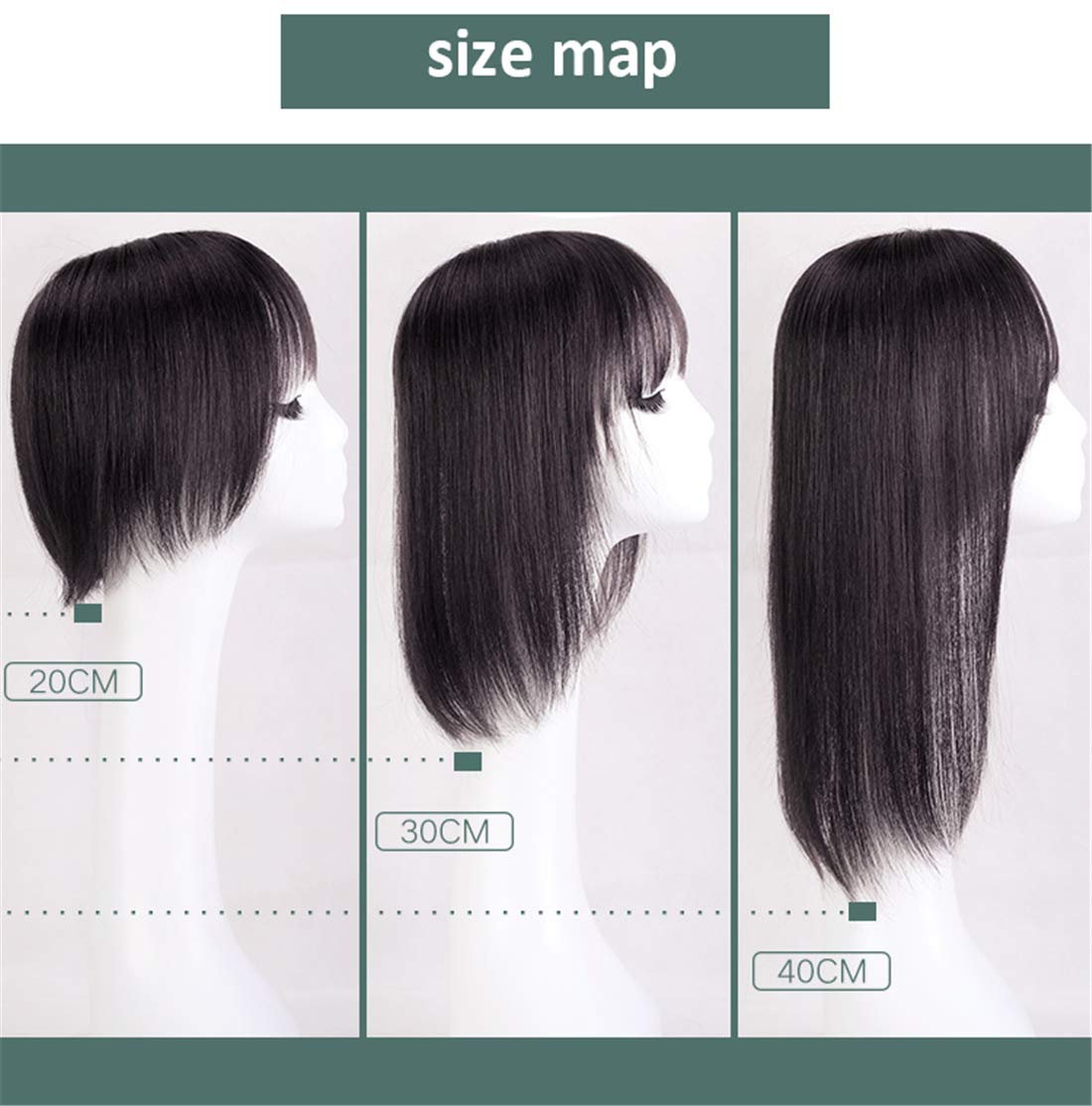 LXUE Clip-In Human Hair Topper for Women with Bangs - 16