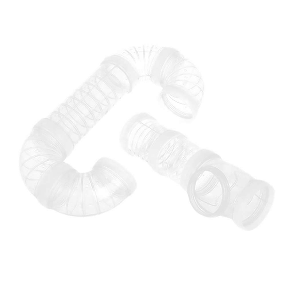 2pcs Hamster Cage Accessories - External Exercise Tube & Plastic Tunnel Toy for Small Pets (White) - Fun Playtime for Hamsters, Gerbils & Mice - Perfect for Cage Expansion & Interactive Play