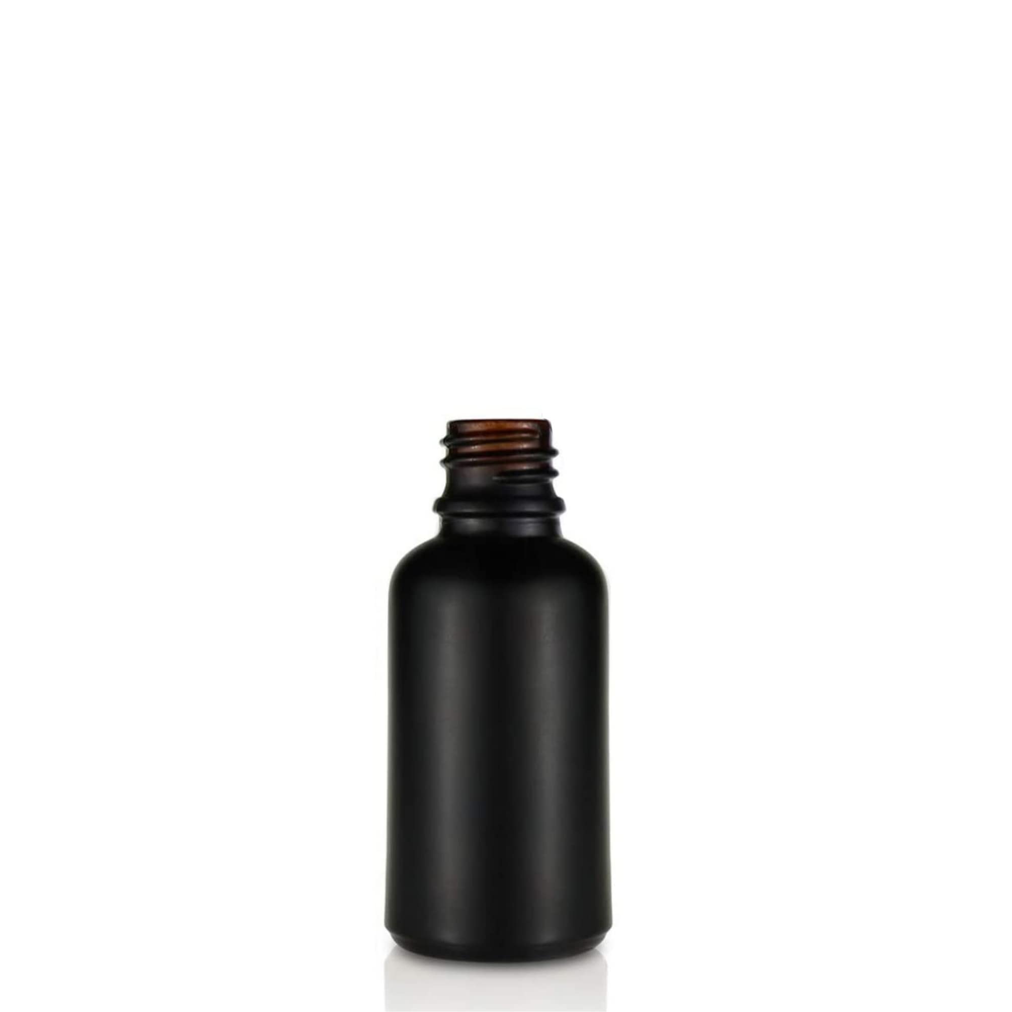 4-Pack Refillable Black Matte Round Glass Bottles (30ml) with Golden Cap & V Drop Nozzle - Perfect for Cosmetics, Serums, Essential Oils, DIY Blends & Travel - Ideal for Skincare, Aromatherapy & Gift Packaging