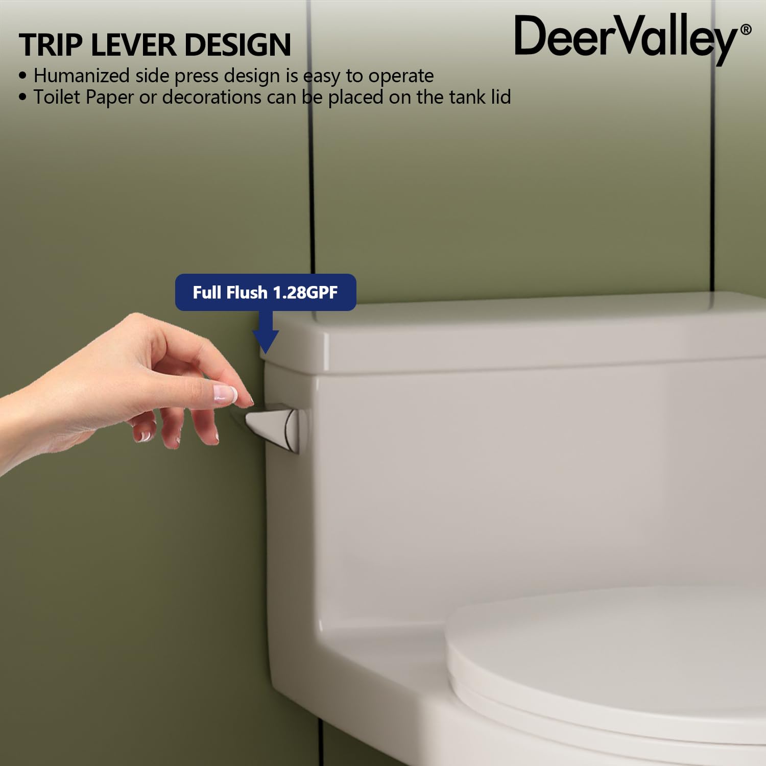 DeerValley Concord One Piece Toilet - Modern Comfort Height Elongated Design with Soft Closing Seat, 1.28 GPF Water Saving (Model DV-1F52627) - Perfect for Small Bathrooms, Guest Baths & Modern Home Renovations