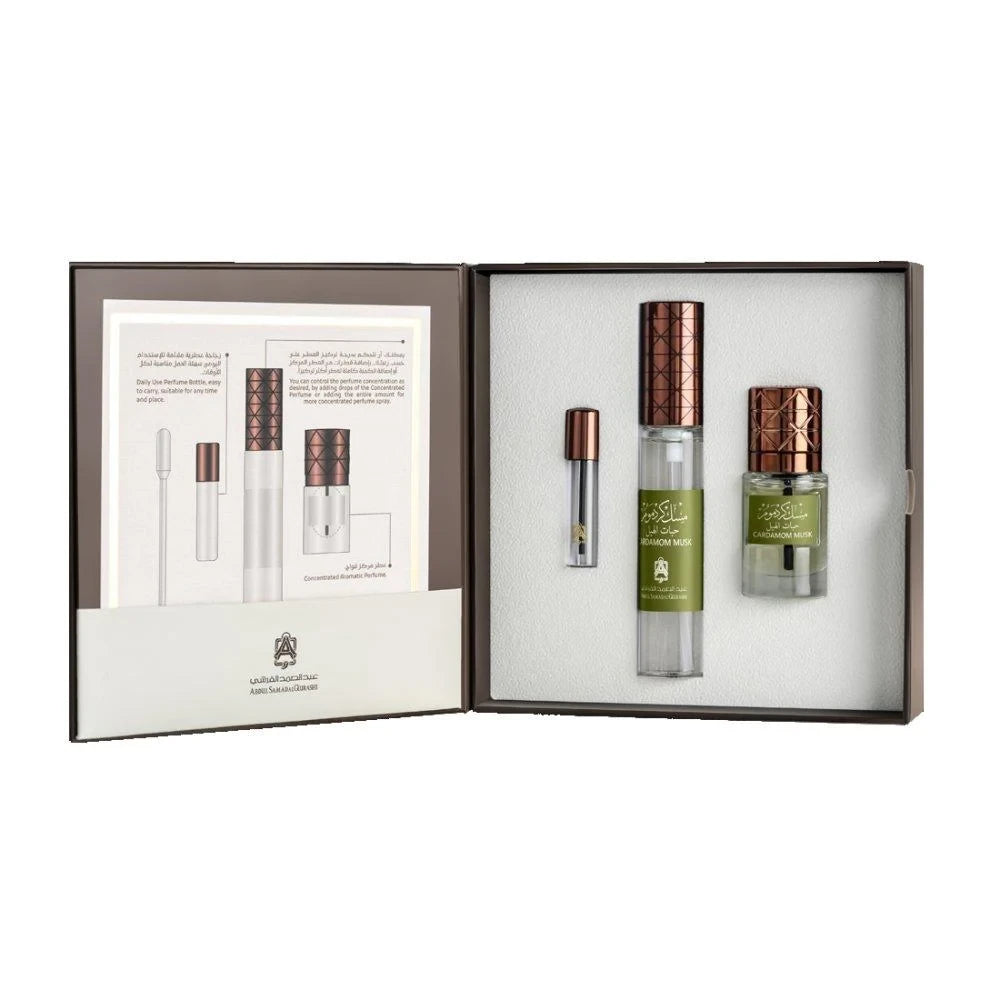 Premium Cardamom Musk Essential Oil 12ml & EDP Perfume 30ml - Aromatic Fragrance for Aromatherapy, Home Scenting & Personal Perfume