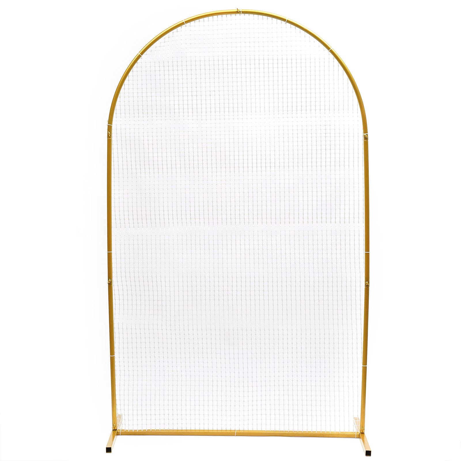 2M Gold Arch Wedding Backdrop Stand Set - Wrought Iron Grid Mesh Arch Frame for Wedding, Party, Mall & Garden Decor - Flower Plant Stand for Indoor/Outdoor Events