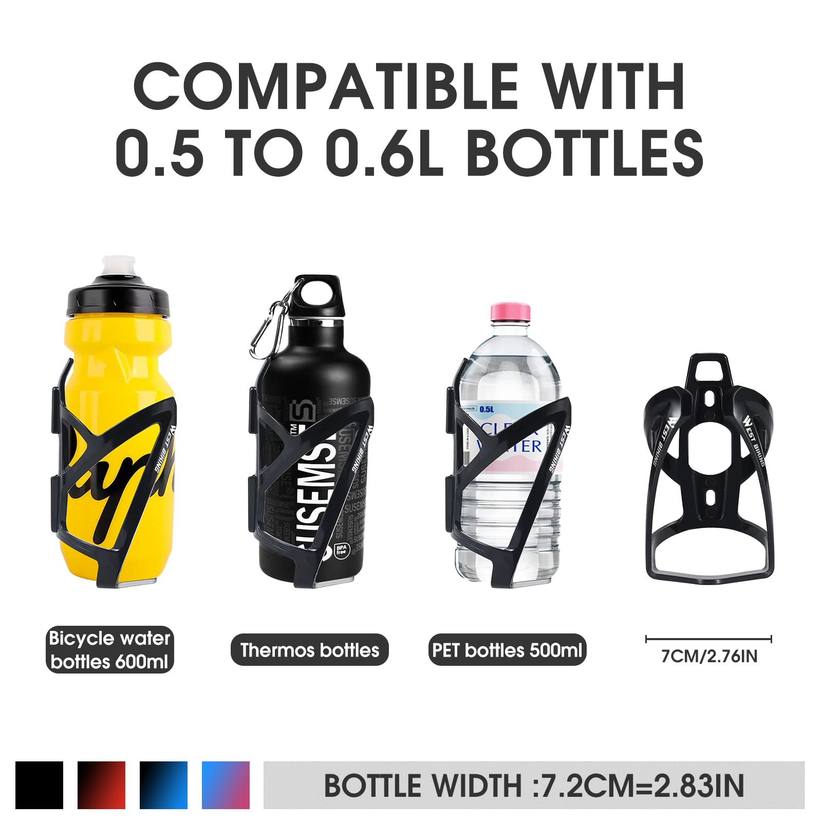 Durable Ultralight Plastic Bike Water Bottle Cage - Lightweight PC Bicycle Drink Holder for Road Bike, Mountain Bike & MTB - Perfect for Cycling, Commuting & Outdoor Adventures