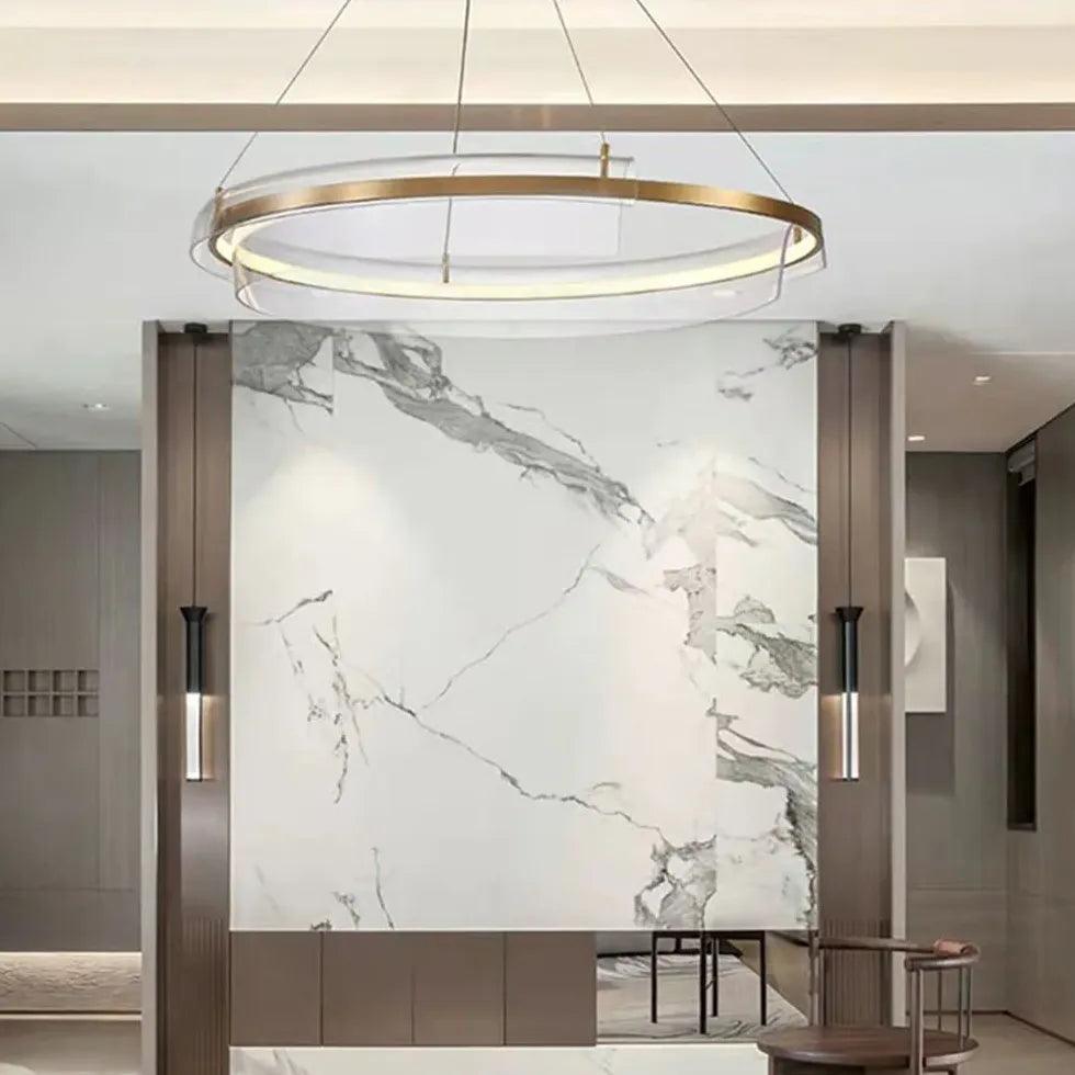 Modern Minimalist Gold Ring Design Pendant Light - Elegant Ceiling Fixture for Living Room, Bedroom, and Dining Room Decor