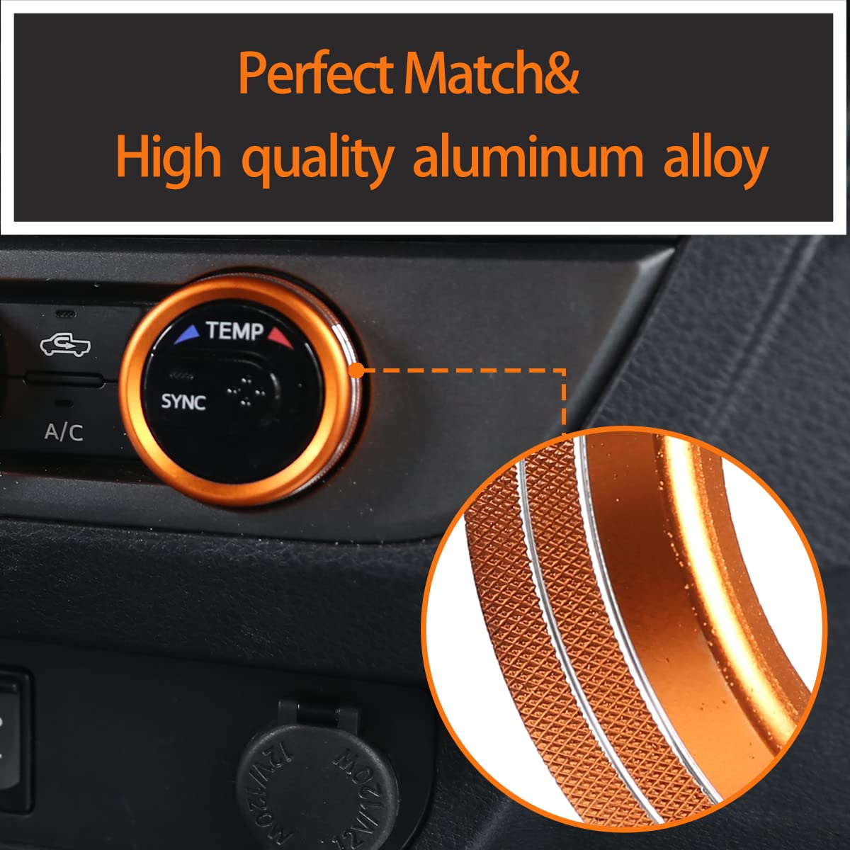 2016-2020 Toyota Tacoma Air Conditioner AUTO Switch CD Button Knob - Aluminum Alloy Interior Center Console Trim Cover (Orange) - Perfect for Upgrading Your Tacoma's Dashboard & Enhancing Driving Comfort