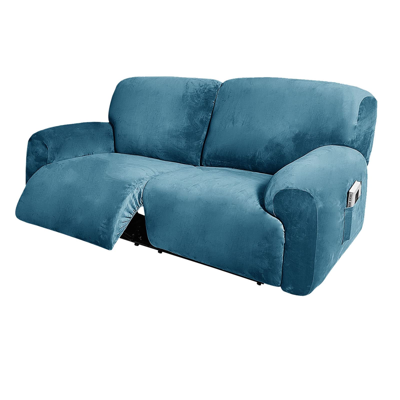 Premium 6-Piece Stretch Recliner Cover Set - Thick Velvet Sofa Slipcover with Elastic Bottom | Dust-Proof, Washable Furniture Protector | Peacock Blue | Perfect for Living Room, Home Theater & Office Recliners