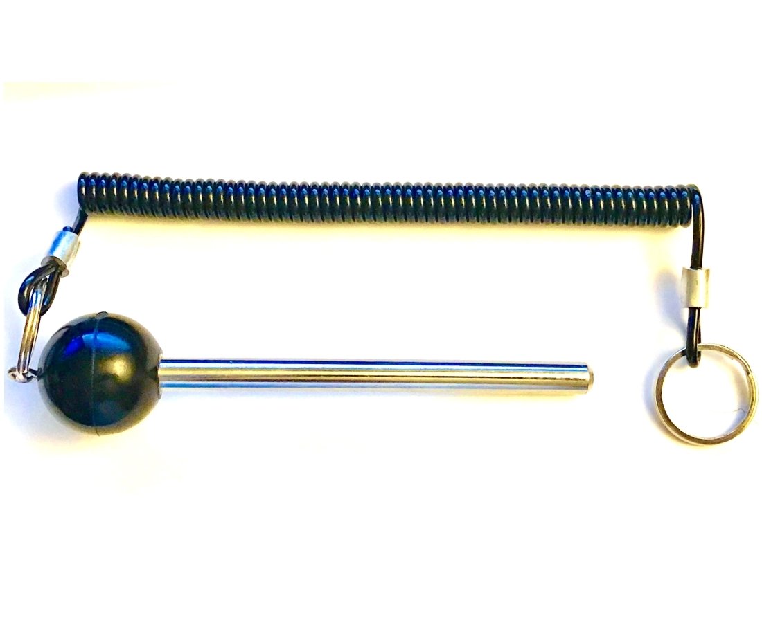 SBD Universal Weight Stack SELECTOR Pins - 3/8” Shaft, 4-1/4” Locking Space - Cotterless Hitch Pins with Coiled Lanyard for Gym Equipment & Fitness Machines | Heavy Duty Strength Training Accessories