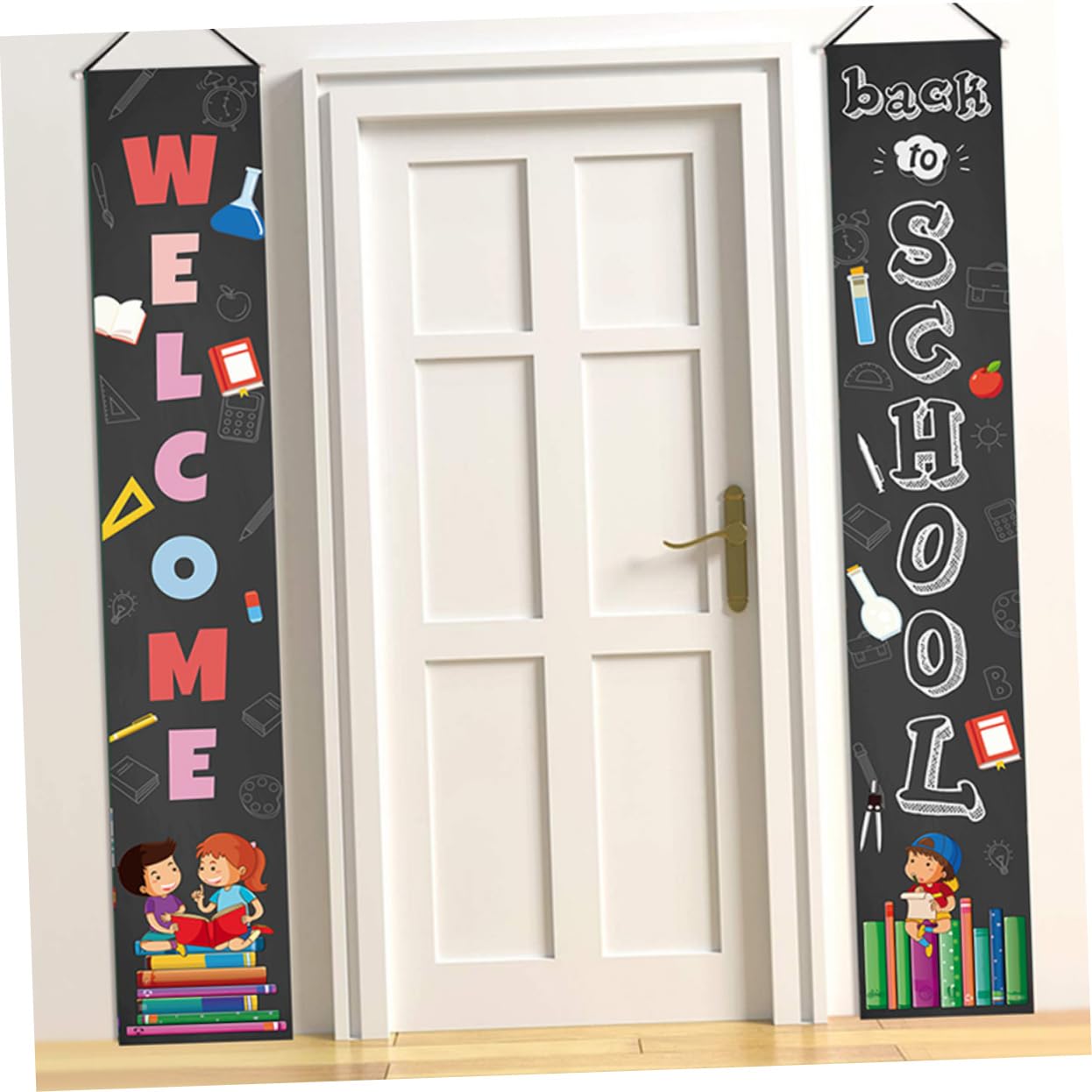 PRETYZOOM 1 Pair Curtain Emblems Decor - Elegant Office & School Banner Couplet Stickers for Classroom, Dorm, and Home Decor - Perfect for Back to School Season and Campus Events