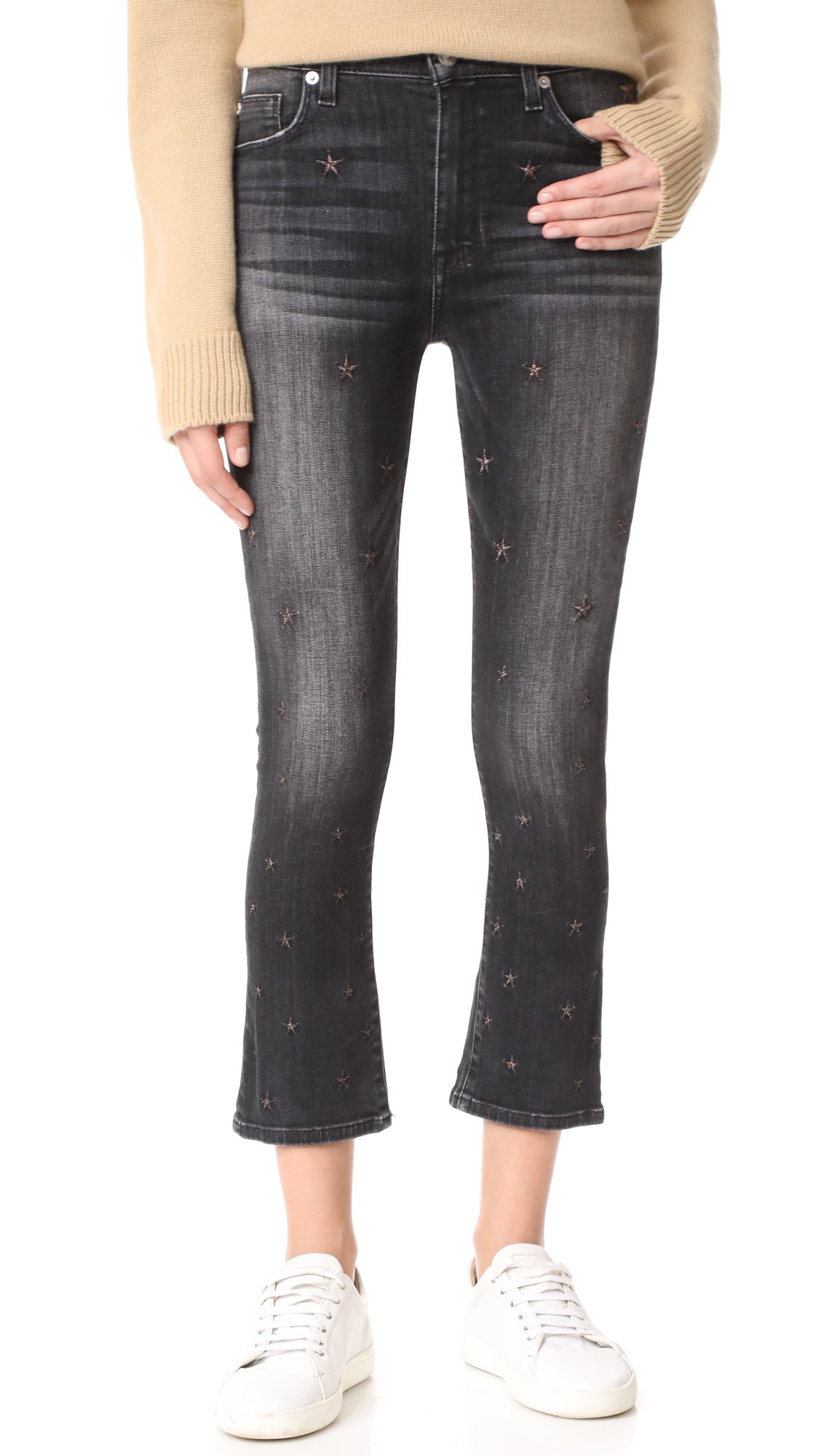 HUDSON Women's Harper High Rise Crop Baby Kick Flare Jeans - Stretchy Comfortable Skinny Denim Pants for Casual & Work Outfits | Perfect for Everyday Wear, Office, and Date Nights
