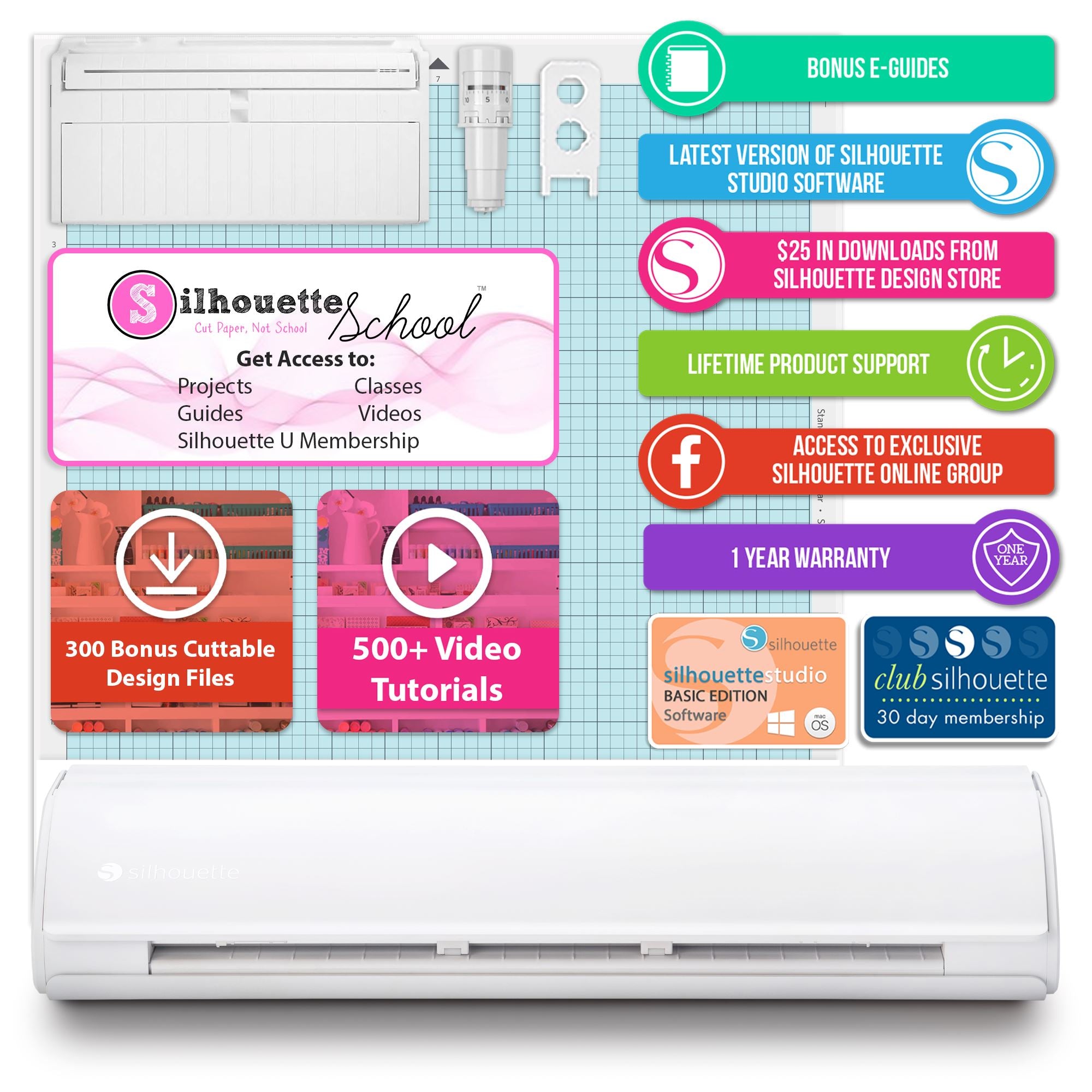 Silhouette Cameo 5 PLUS Vinyl Cutter Machine with 15