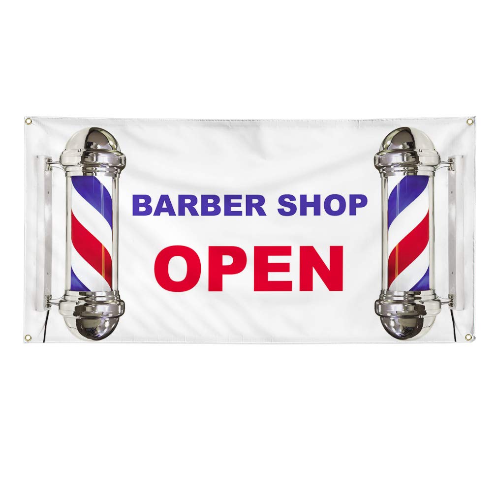 Custom Vinyl Banner for Barber Shop - Weatherproof Outdoor Advertising Sign with 8 Grommets (48x96 Inches) - Perfect for Business Promotion, Grand Openings & Yard Signs