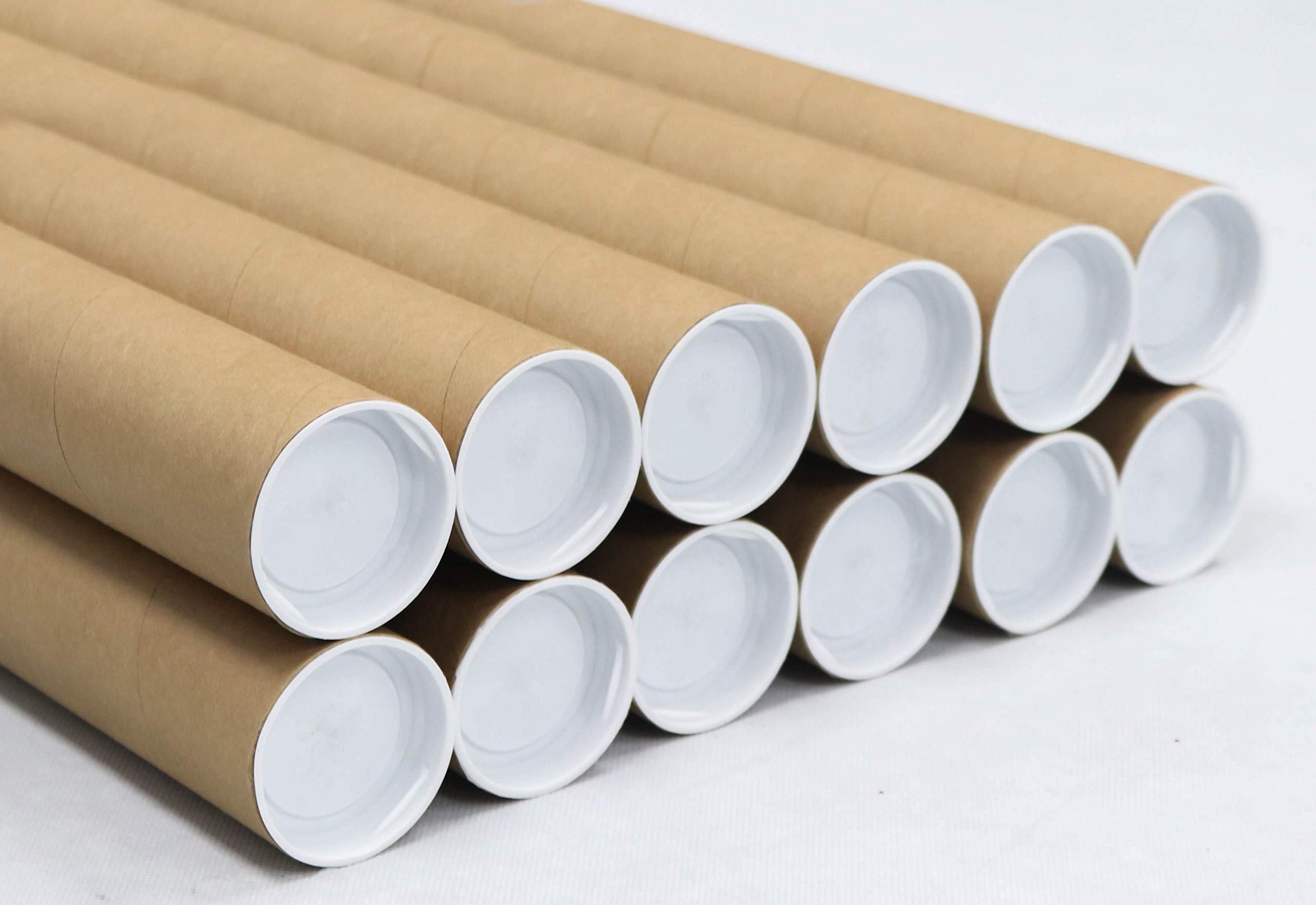 MagicWater Supply Mailing Tube - 2 in x 6 in - Kraft Brown Cardboard - 12 Pack - for Shipping & Storing Posters, Artwork, Documents & Blueprints - Perfect for Artists, Architects & Office Use