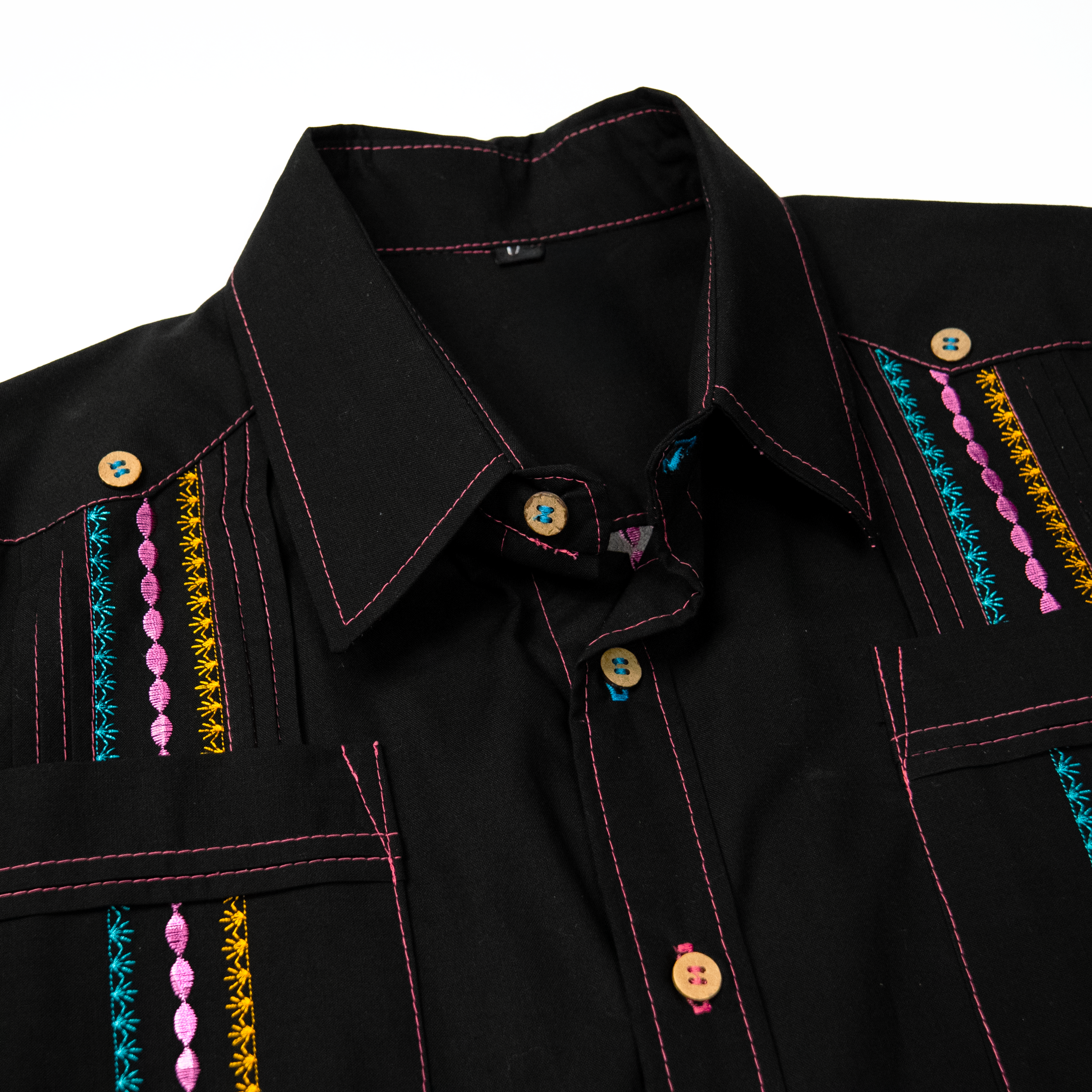 Divide & Conquer Black Solid Guayabera Shirt for Men - Stylish Casual & Party Wear - Perfect for Summer, Weddings, and Beach Vacations