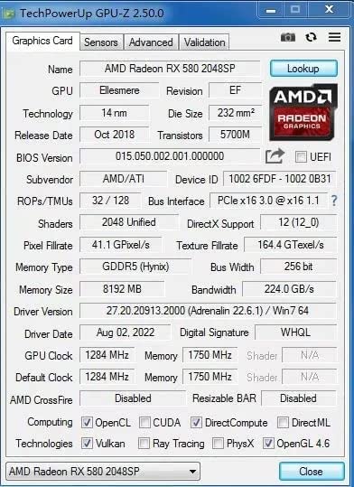 KAER RX580 8GB GDDR5 256-bit Gaming Graphics Card with Dual Fans - 1284/7000MHz, PCIe 3.0, DVI/HDMI/DP - Perfect for PC Gaming, Video Editing & 4K Streaming