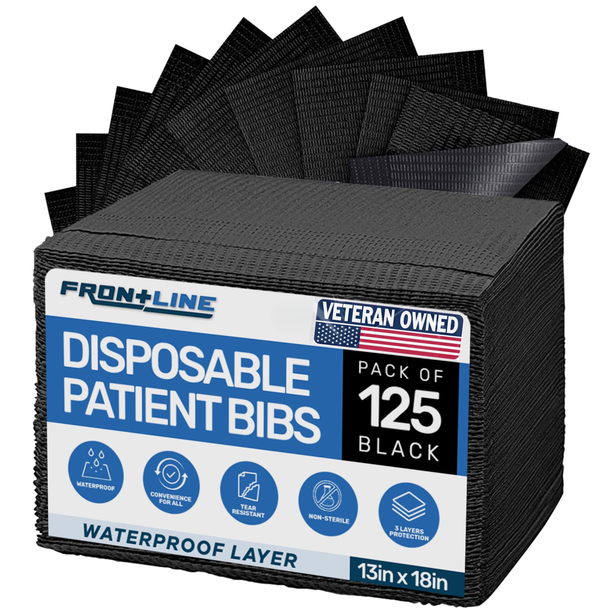 Disposable Dental Bibs 13x18 Inch - 3 Ply Waterproof Dental Patient Bibs for Dentist, Tattoo, Nail & Eyelash Services - Dental Supplies, Tattoo Cover, Esthetician Tray & Table Protector - Ideal for Clinics, Salons & Spas