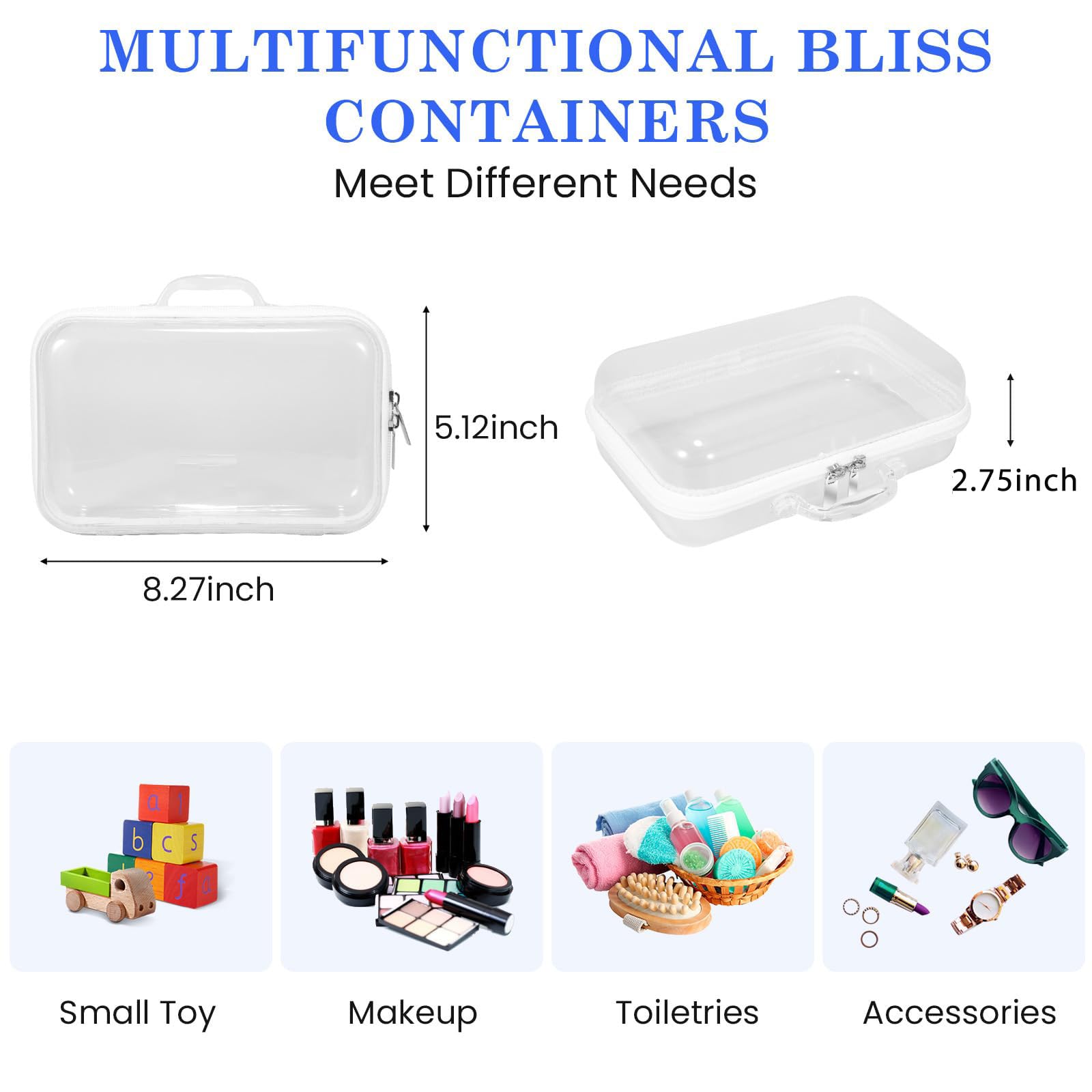 Clear Hard Shell Zipper Pouch 4-Pack - Durable Plastic Travel Organizer for Kids Toys, Building Blocks, Puzzles, Cosmetics & Stationery - Perfect for School, Travel & Home Storage