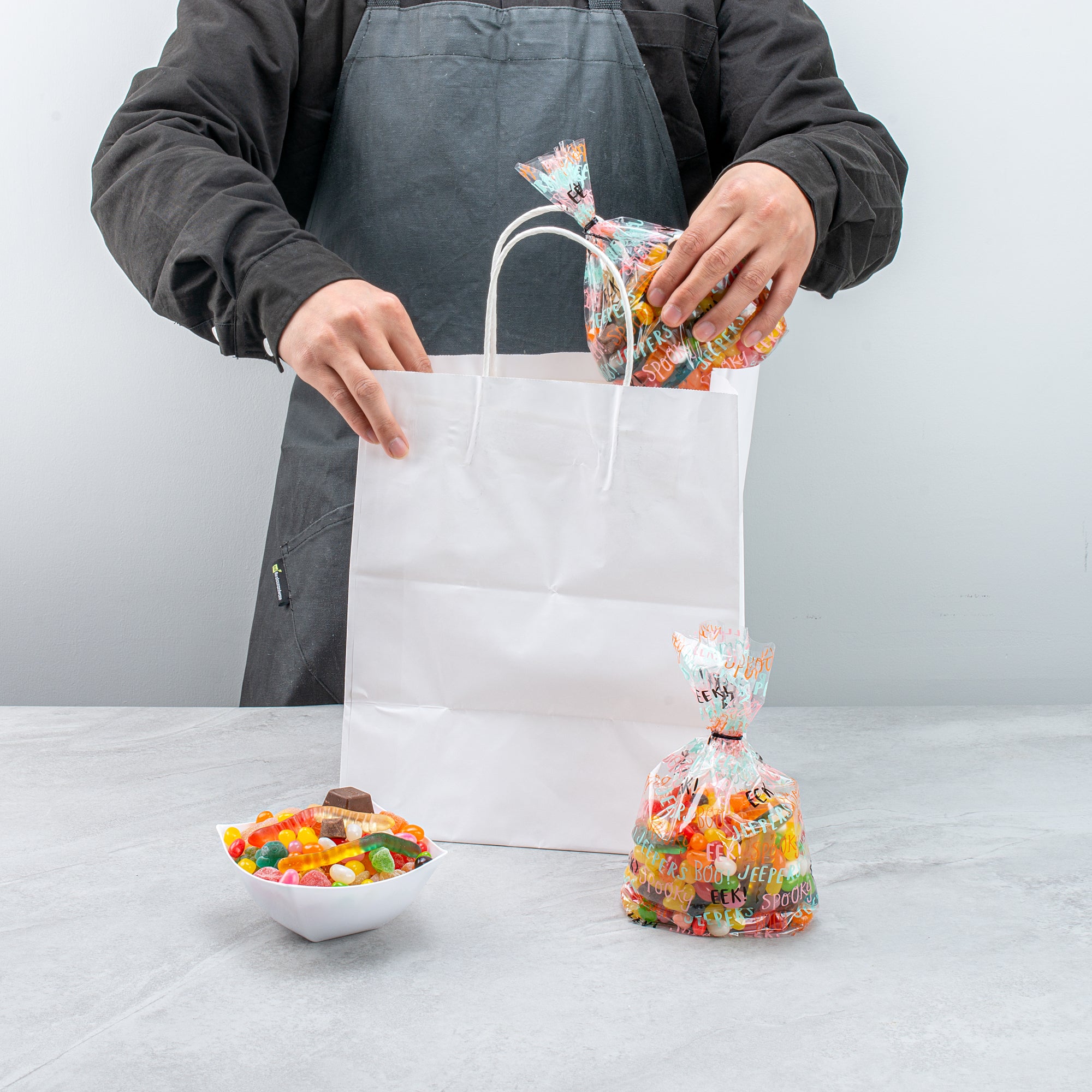 Halloween Plastic Candy Bags with Gusset - 4 x 2 x 9.5 Inches, 4000 Count Bulk Pack - Perfect for Trick or Treat, Party Favors & Candy Storage