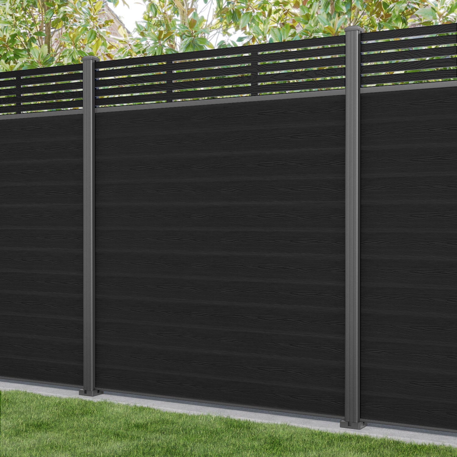 Classic Black Aspen Fence Panel with Aluminum Posts - Durable Outdoor Privacy Fence for Backyard, Garden, and Property Boundaries