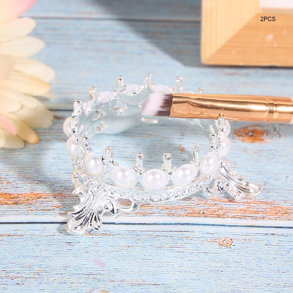 Professional Nail Art Brush Organizer Stand - Crown Design for Holding DIY Manicure, Nail Carving & Painting Brushes (Silver) | Perfect for Salon, Home Nail Care & Professional Artists