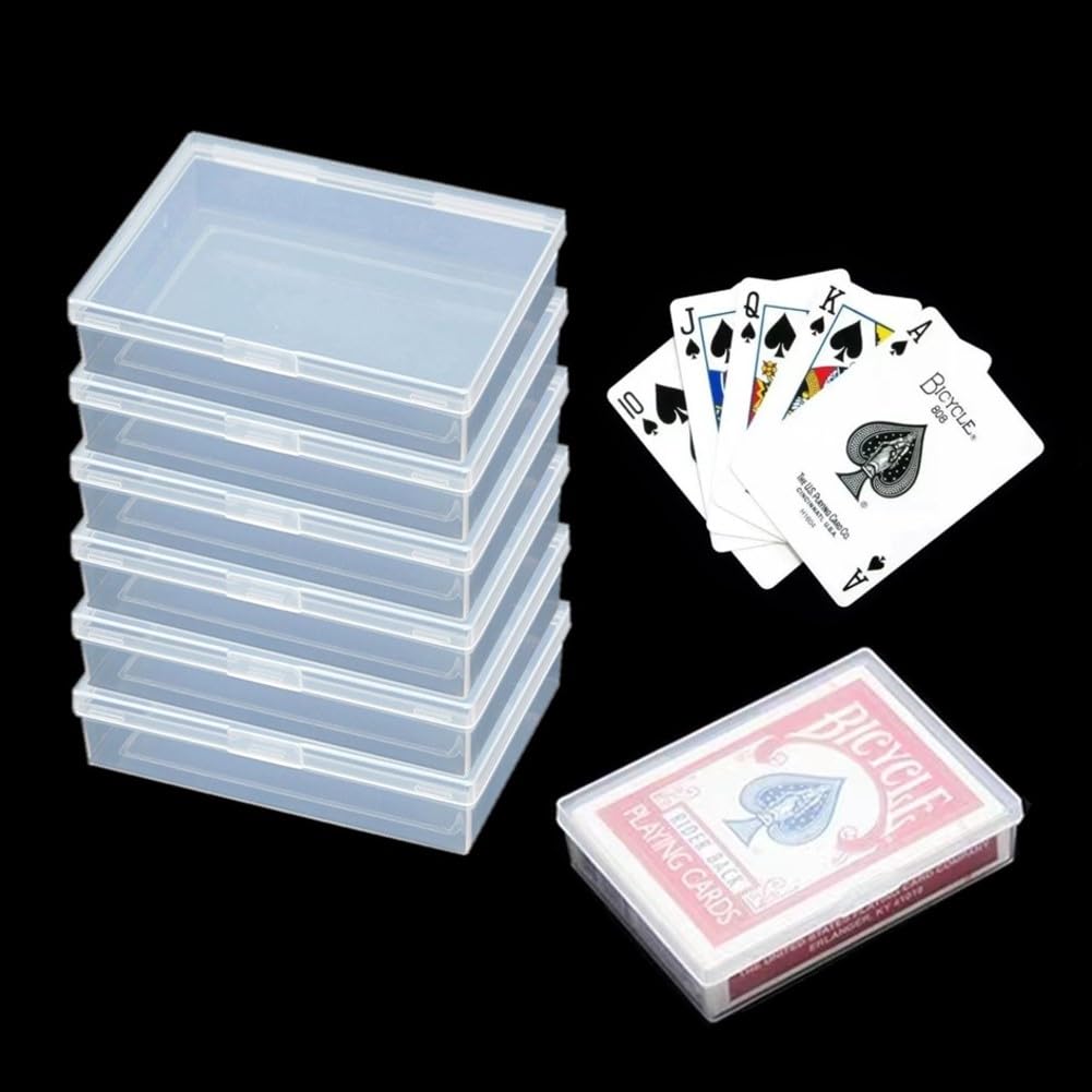 6 Pcs Clear Plastic Playing Card Case - Deck Box Holder for Collectible Trading Cards, PTCG, Bank & Business Cards | Durable Storage Solution for Game Nights & Card Collectors