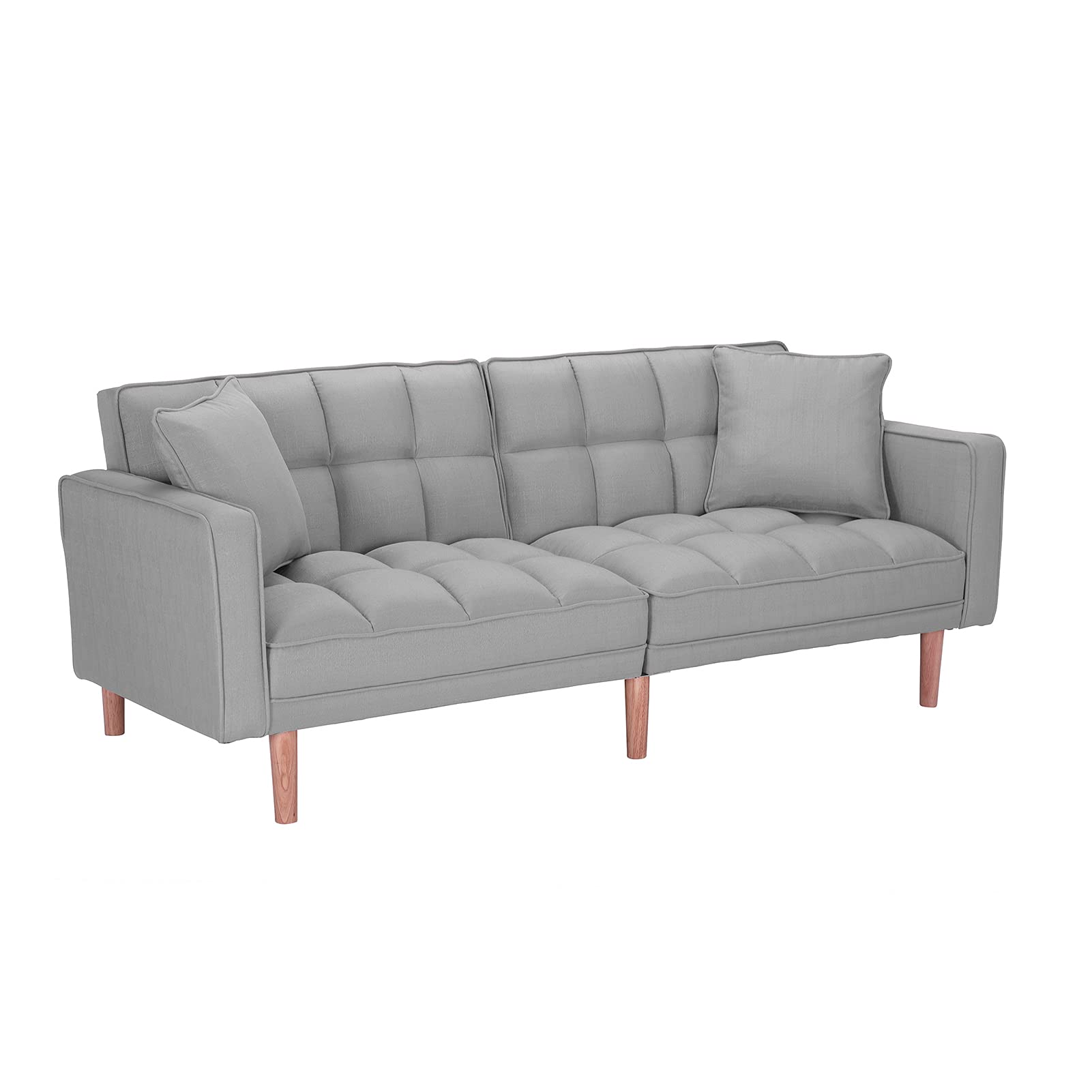 HEVIRGO Convertible Folding Sofa Bed - Adjustable Recliner Futon Couch with Fabric Padding, Compact Sleeper Sofa for Small Spaces (Light Grey) | Perfect for Apartments, Guest Rooms & Home Offices