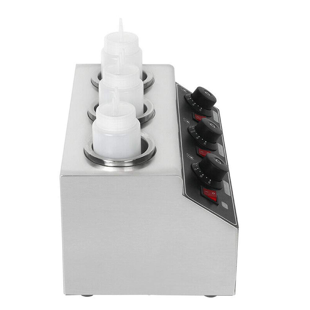 Commercial Electric Cheese Sauce Warmer - 110V Countertop Food Warmer for Hot Cheese, Chocolate & Caramel - Multi-Function Sauce Dispenser with 3 Bottles - Perfect for Restaurants, Cinemas & Catering Events