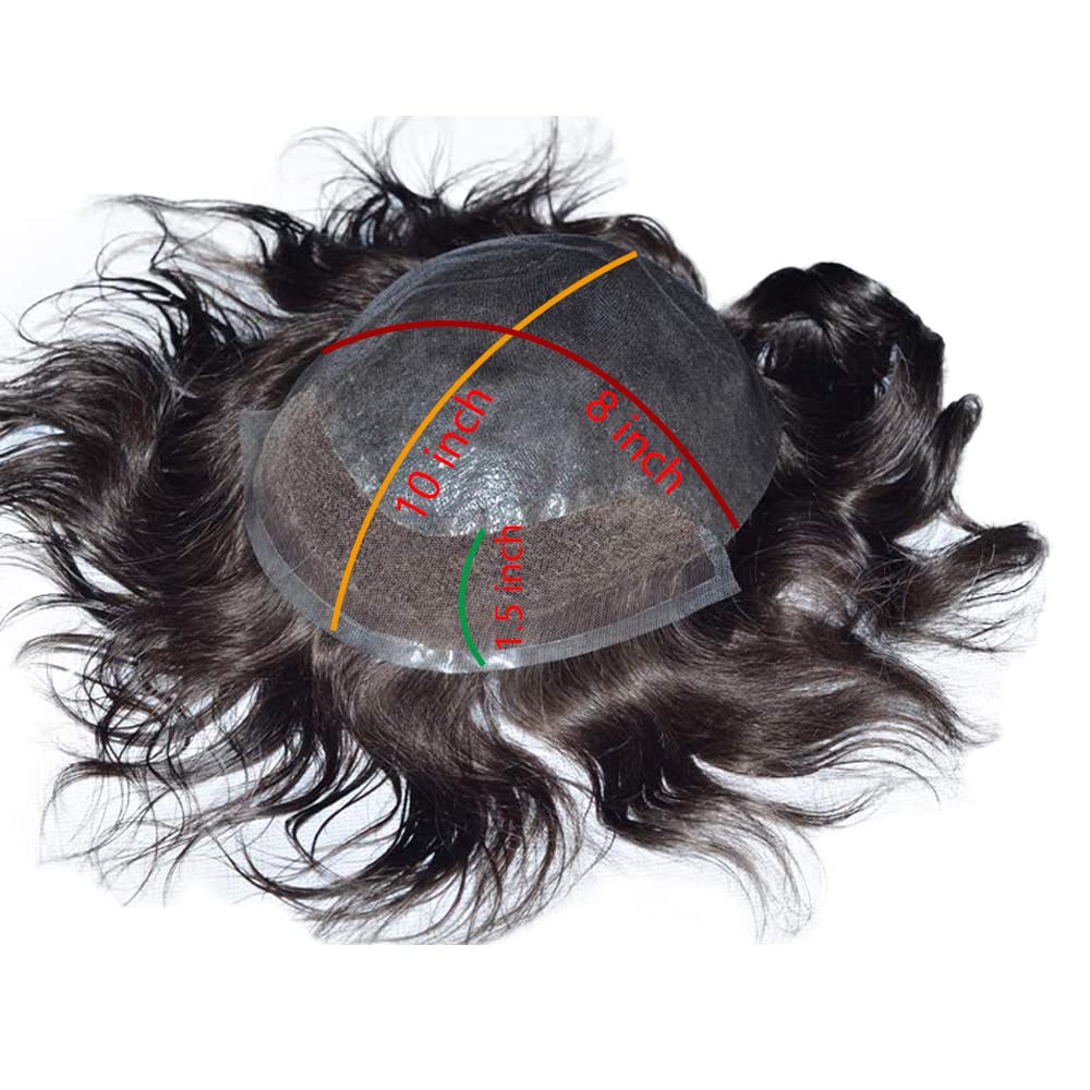 100% European Human Hair Toupee for Men - 8x10 Inch PU Lace Front Replacement System (Jet Black) | Natural Looking Hairpiece for Baldness & Thinning Hair | Perfect for Daily Wear, Special Occasions & Professional Settings