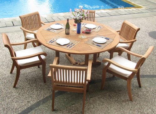 Premium 7-Piece Teak Wood Outdoor Dining Set - 60