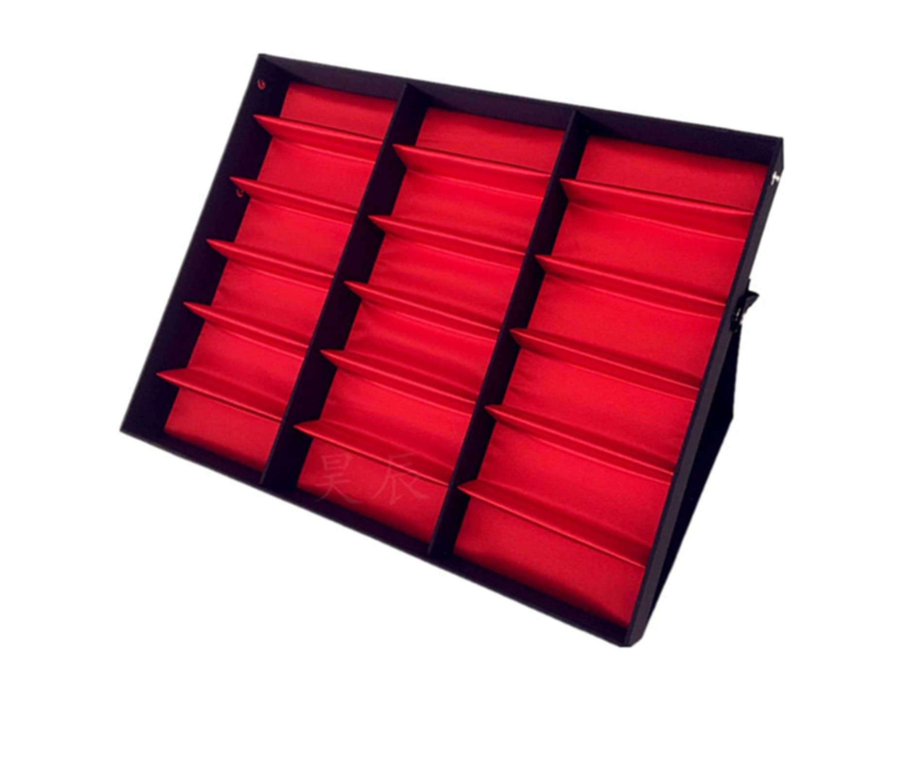 ZYM205 Black Sunglasses Display Stand & Storage Case - Eyewear Retail Shop Organizer Tray for Jewelry and Small Accessories (Red) - Perfect for Store Counters, Trade Shows, and Boutique Displays