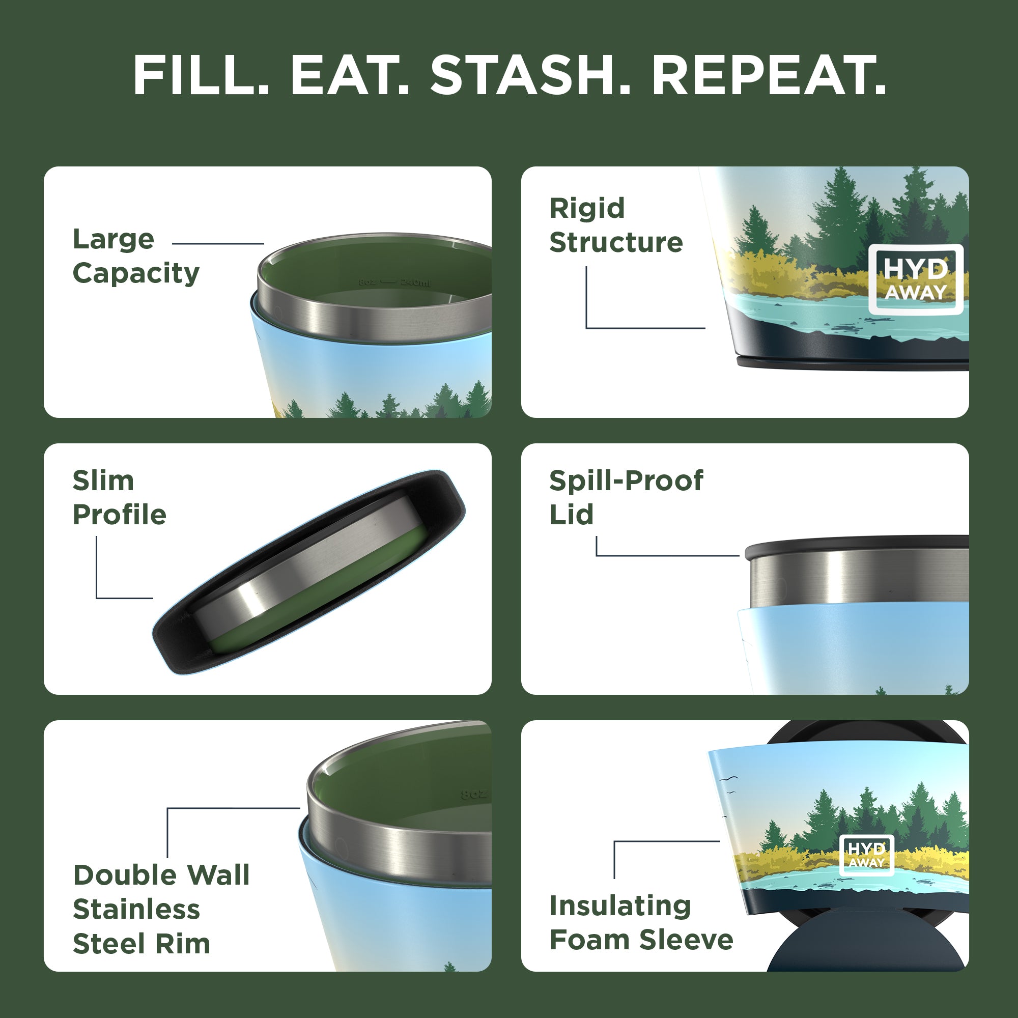 Collapsible Insulated Bowl - 1.5 Cup Portable Food Container for Camping, Hiking & Travel | BPA-Free Thermal Bowl for Hot & Cold Meals On The Go