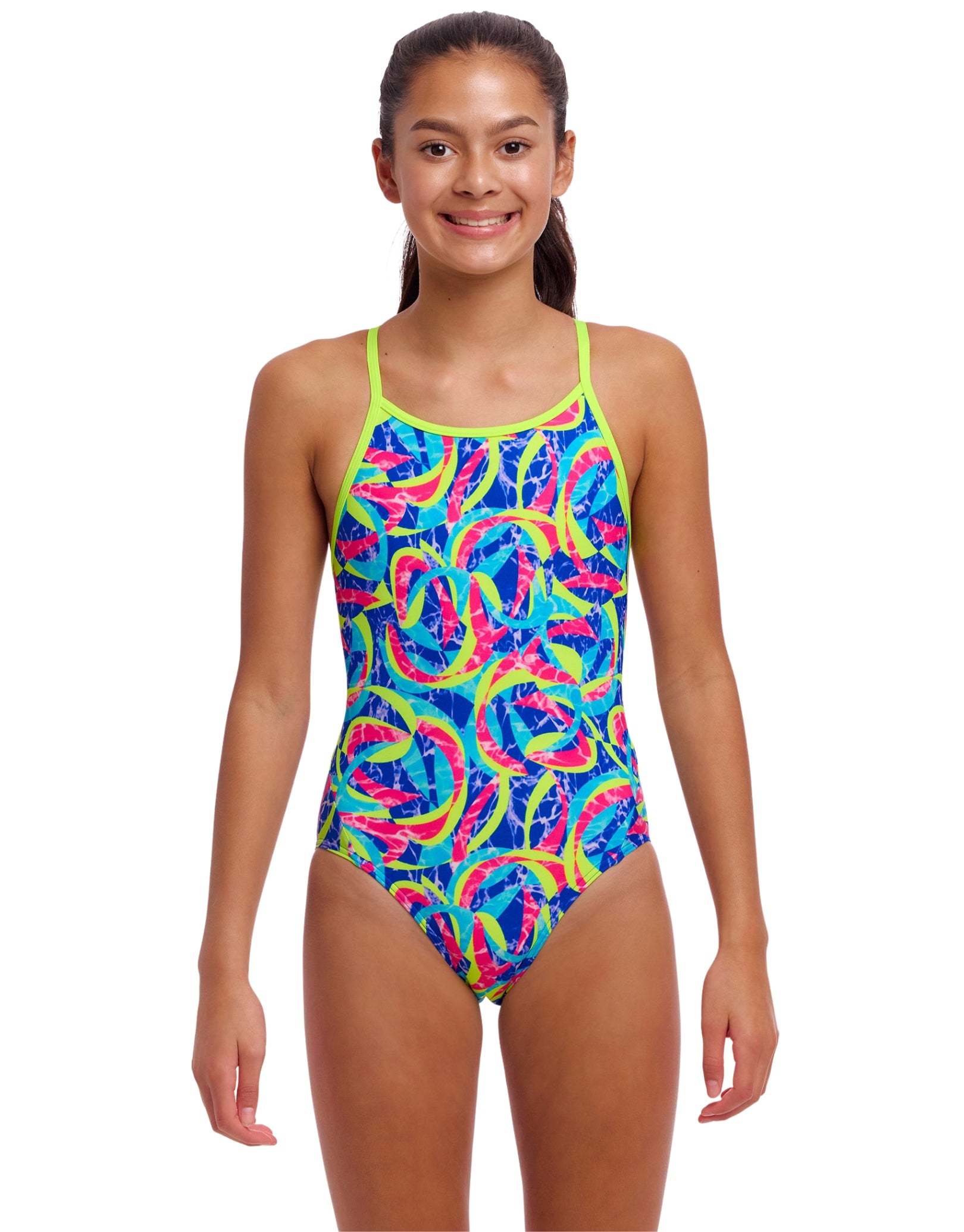 Girls Choppy Waters Diamond Back Swimsuit - Trendy One-Piece Bathing Suit for Kids, UV Protection & Quick Dry - Perfect for Beach, Pool & Summer Vacations