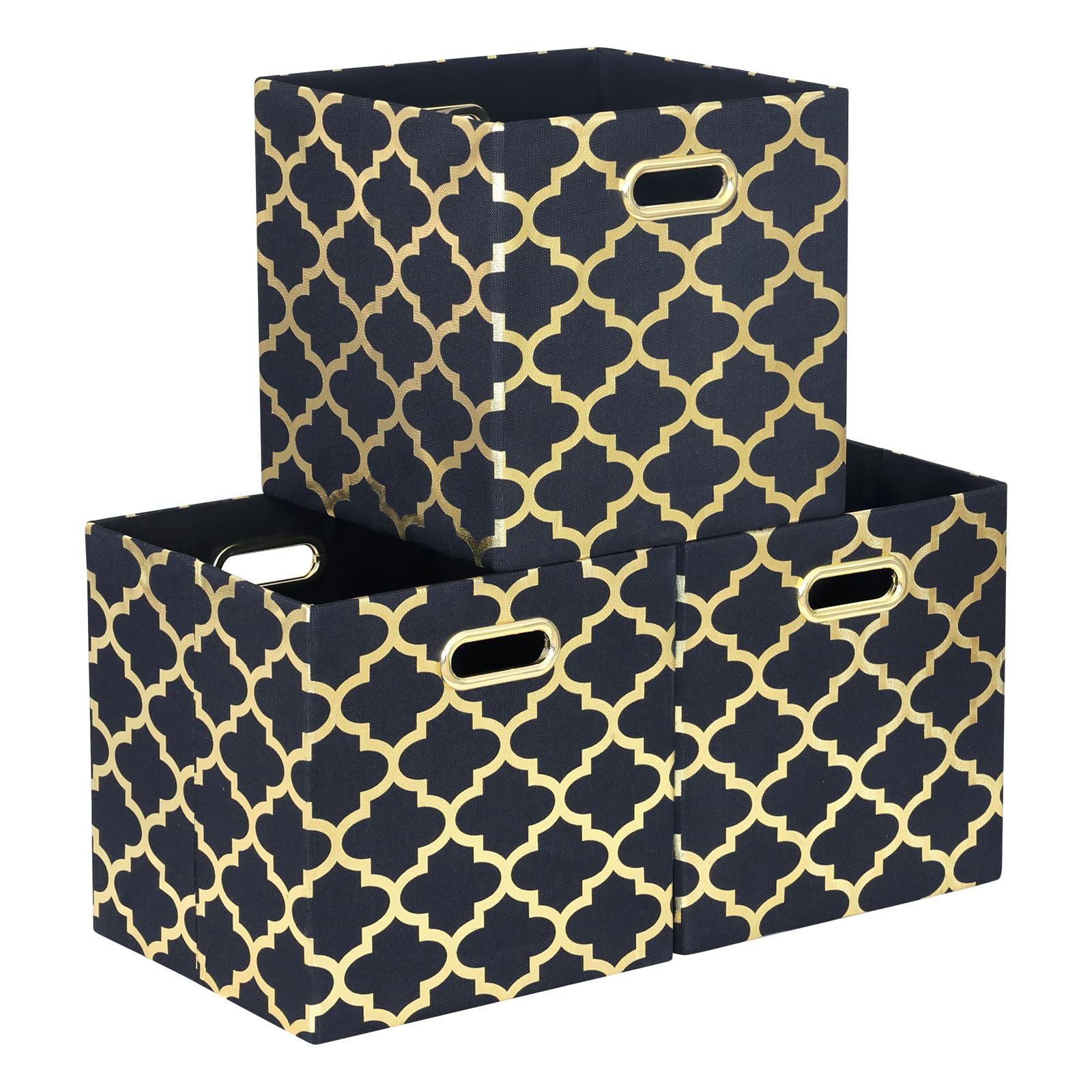 11x11x11 Inch Collapsible Fabric Storage Cubes - 3 Pack Black Organizer Bins for Shelves, Closet, Wardrobe | Perfect for Home, Office & Kids Room Organization