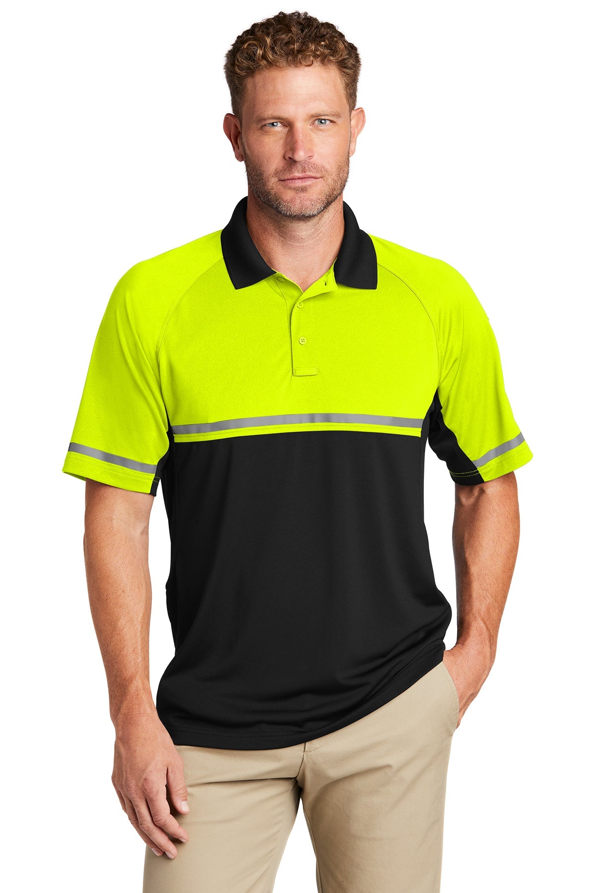 CornerStone Lightweight Enhanced Visibility Polo Shirt - Safety Yellow & Black for High-Visibility Workwear & Outdoor Activities