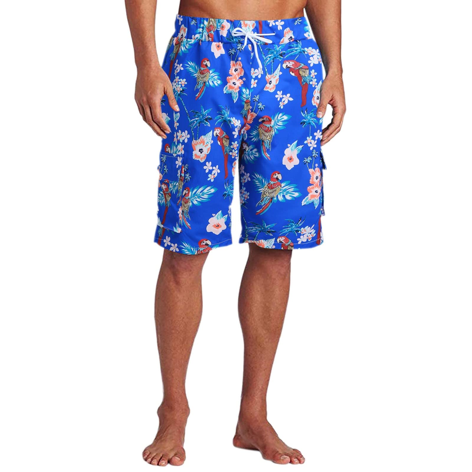 **JUNGE Men's Hawaiian Swim Trunks - Quick Dry Beach Shorts with Drawstring Waist for Swimming, Surfing & Summer Vacations | Perfect for Pool, Beach & Tropical Getaways**